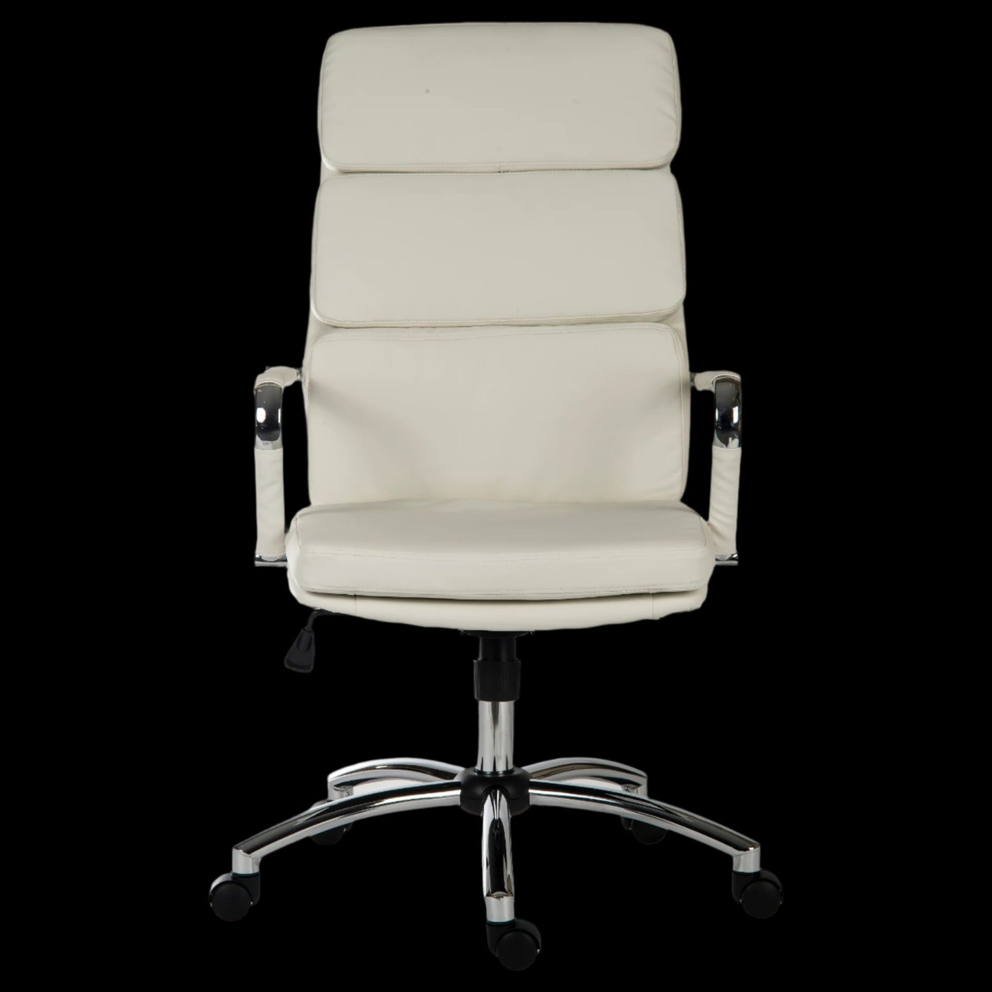 White office chair with chrome base on a black background