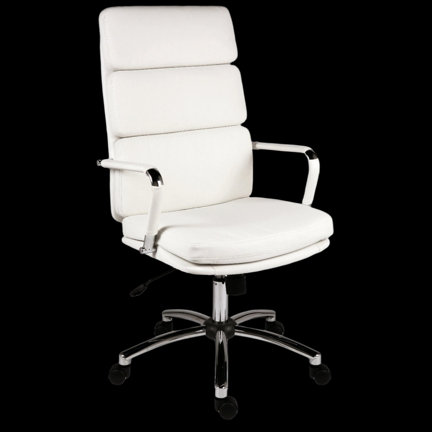 White office chair with a black background