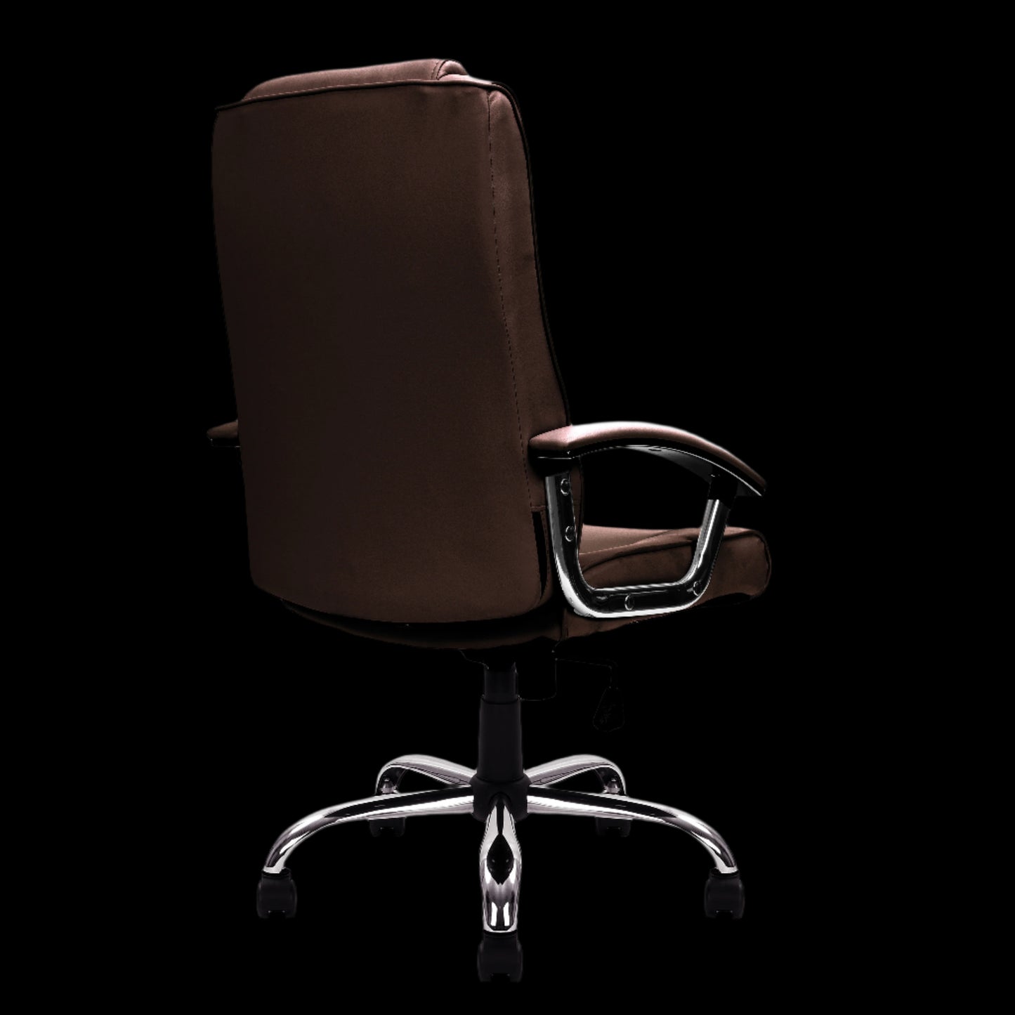 Brown office chair with a black background
