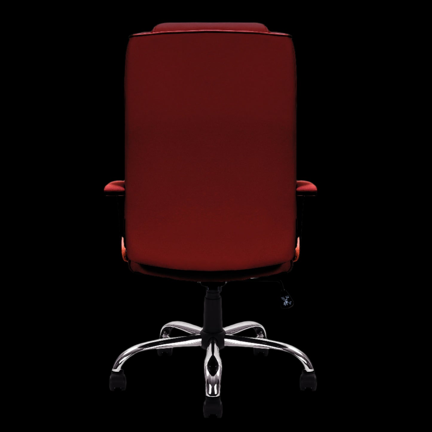 Red office chair with a black background