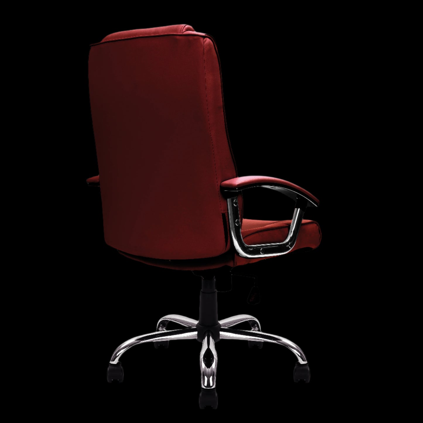 Red office chair with a black background