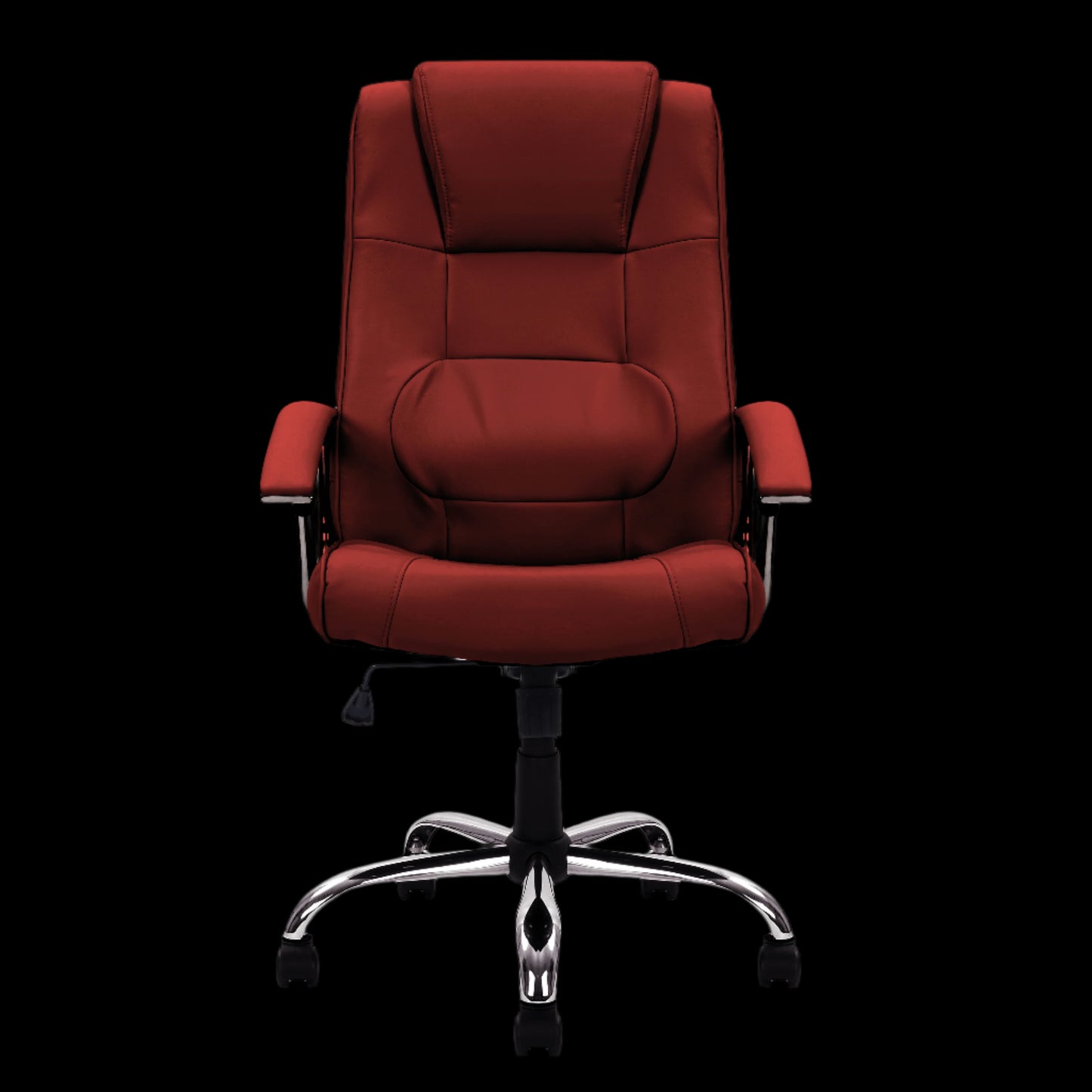 Red office chair with a black background