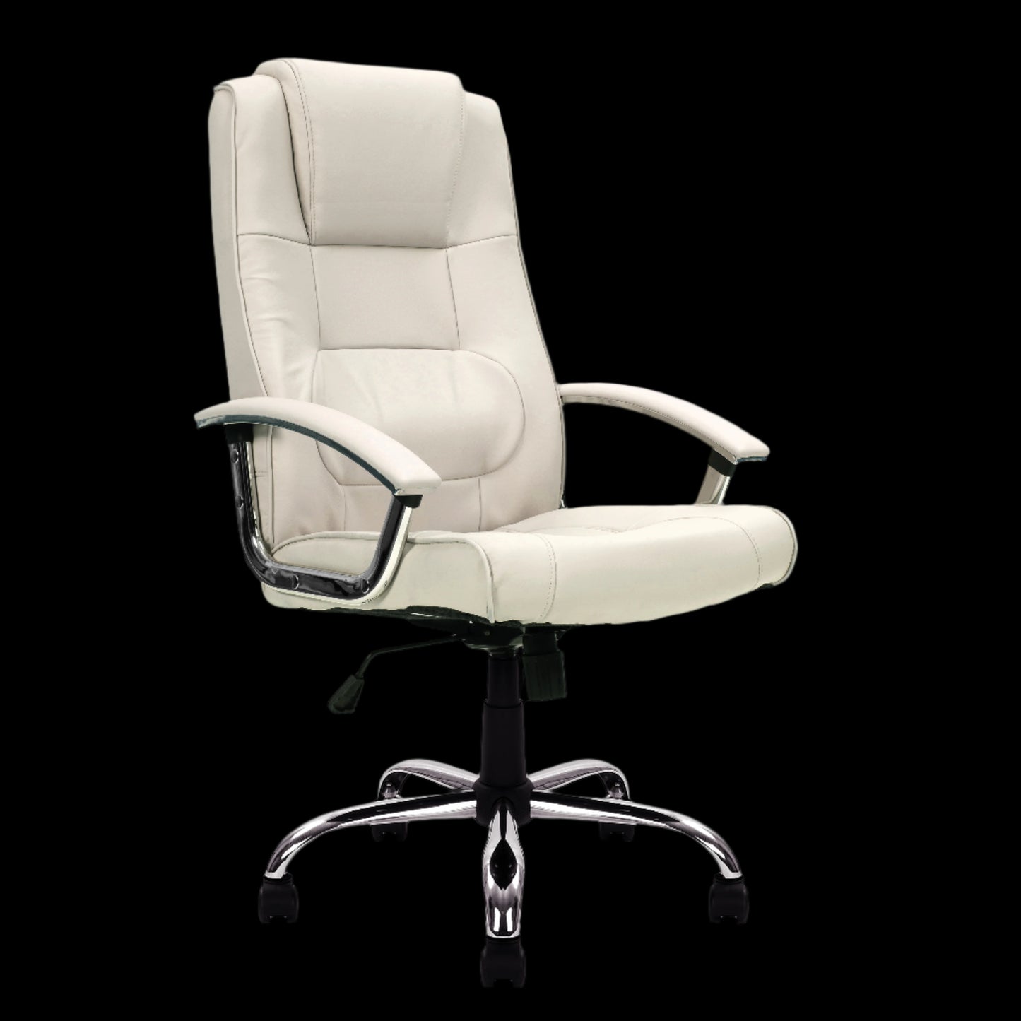 White office chair with high backrest on a black background