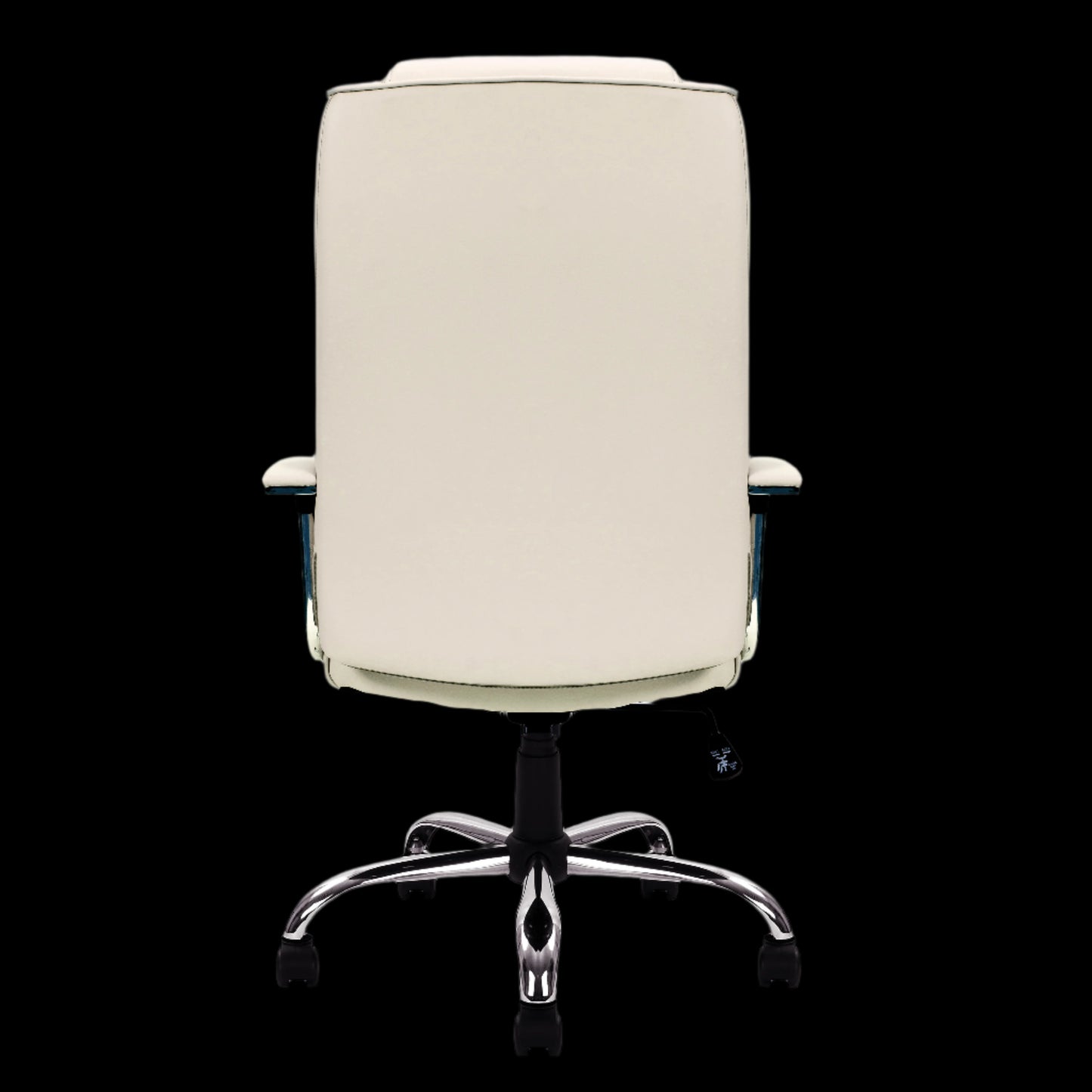 Beige office chair with a black background