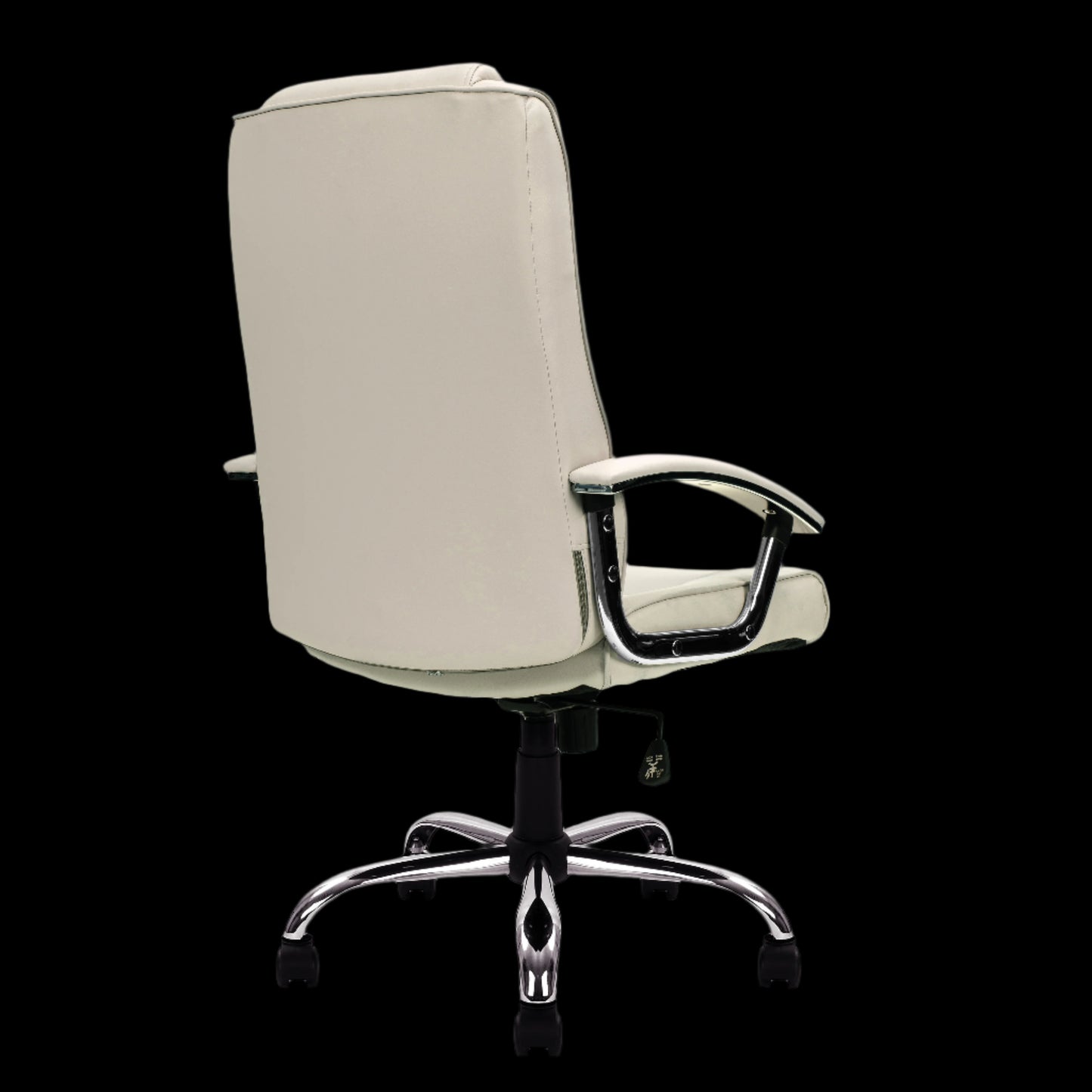 Beige office chair with a black background