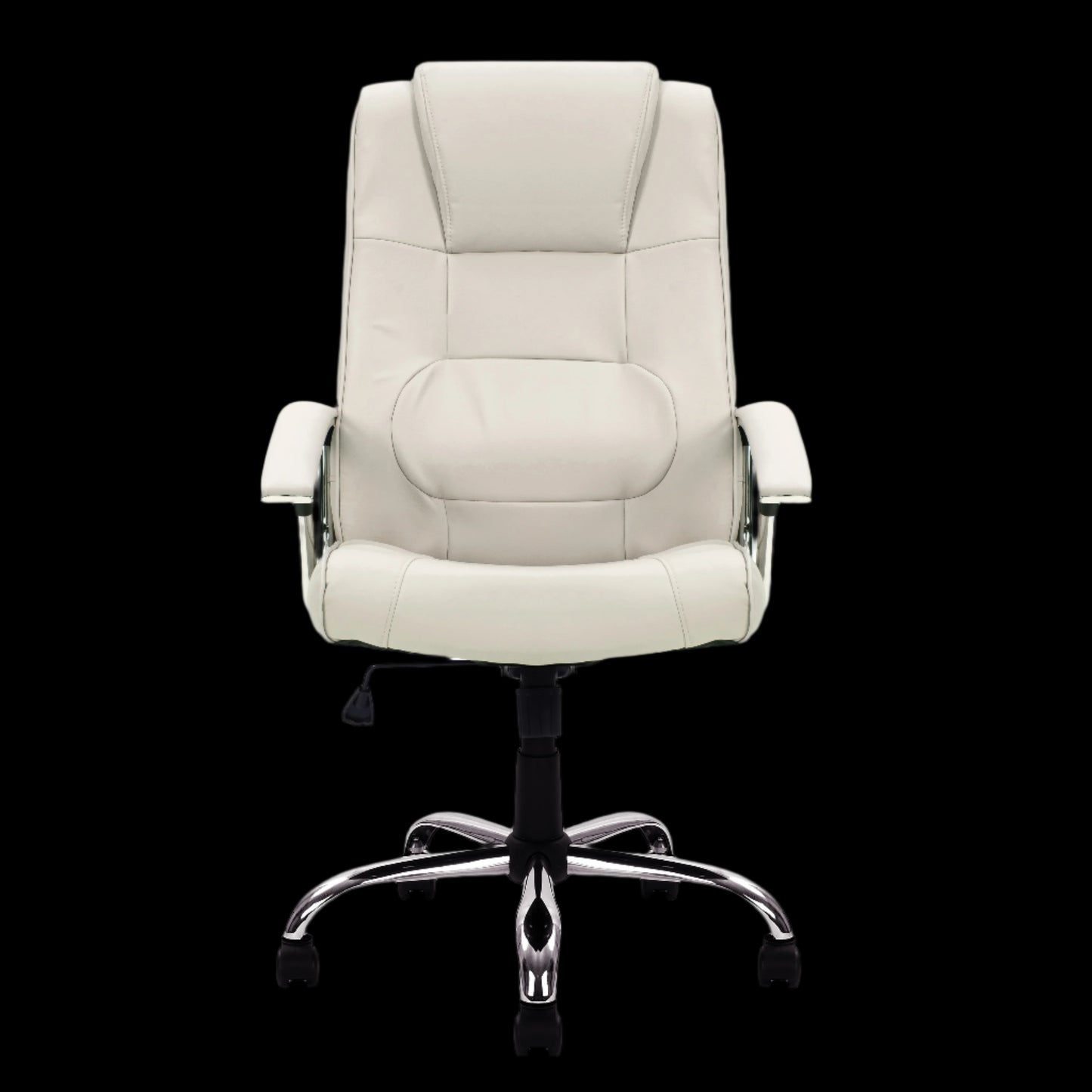 Beige office chair with a black background