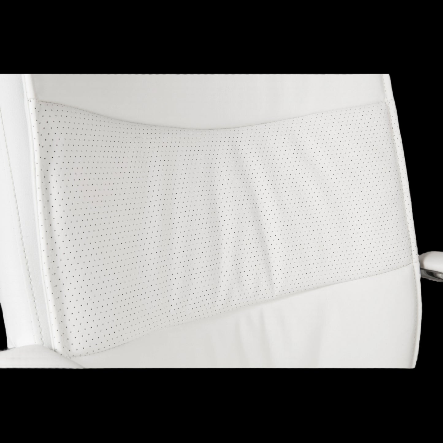 White office chair with a textured headboard on a black background