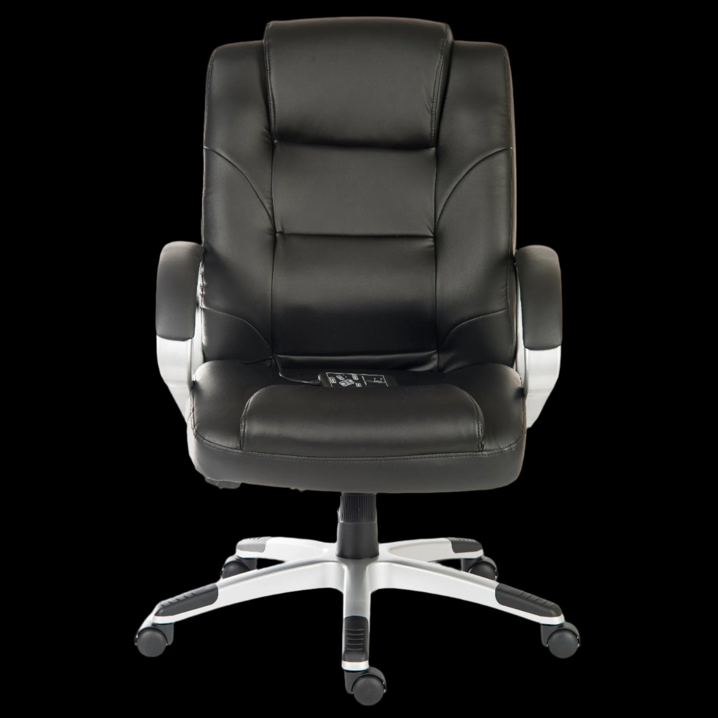 Black office chair with a black background