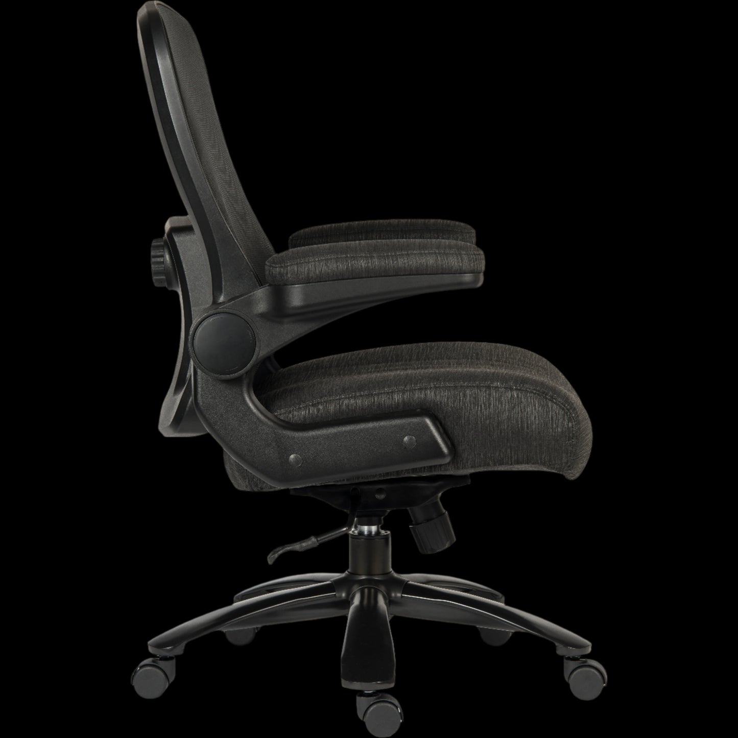 Black office chair on a black background