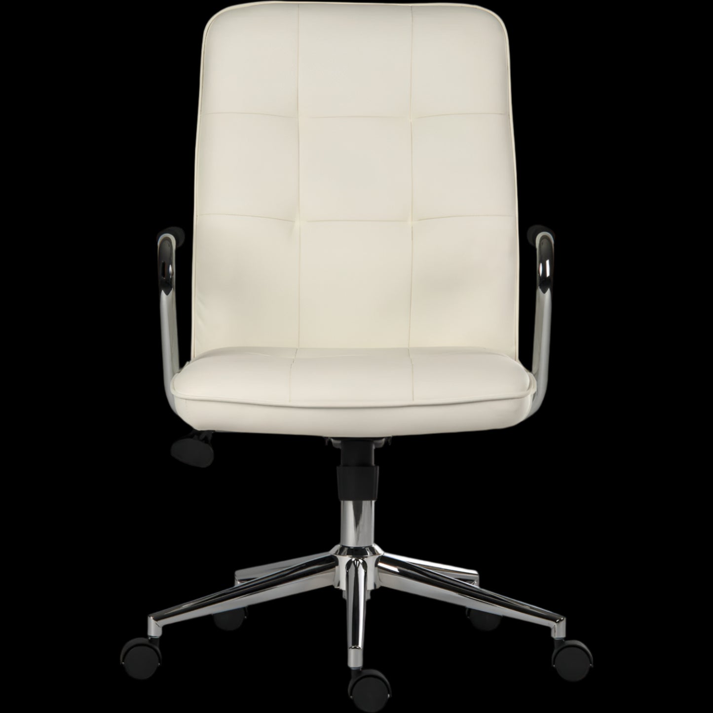 White office chair with a black background
