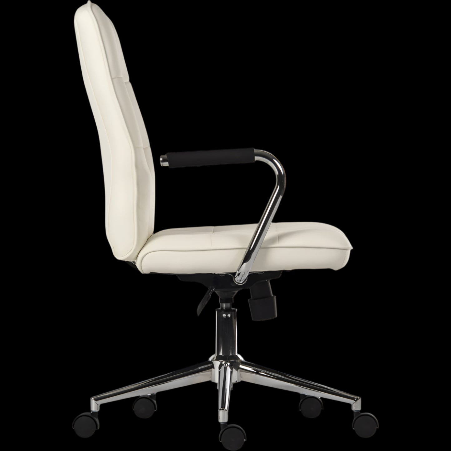 White office chair with a black base on a black background