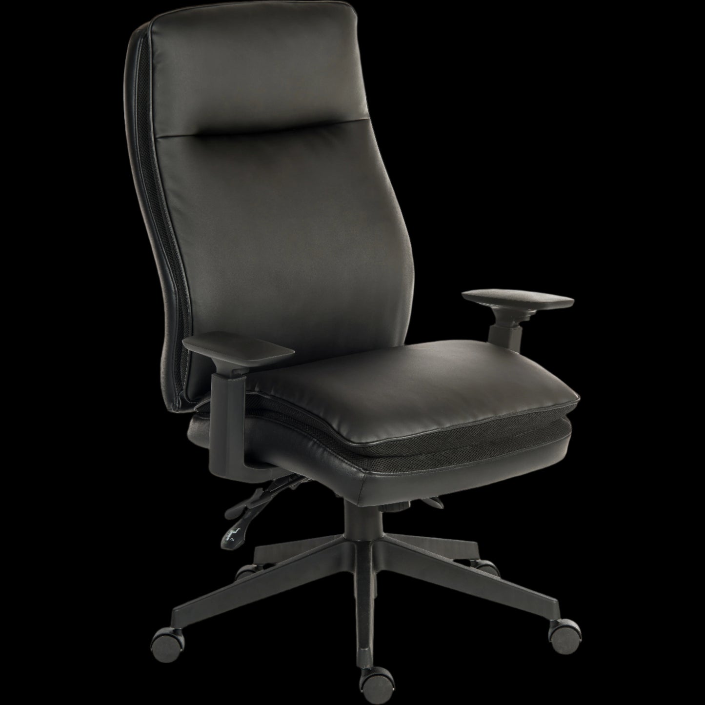 Black office chair on a black background