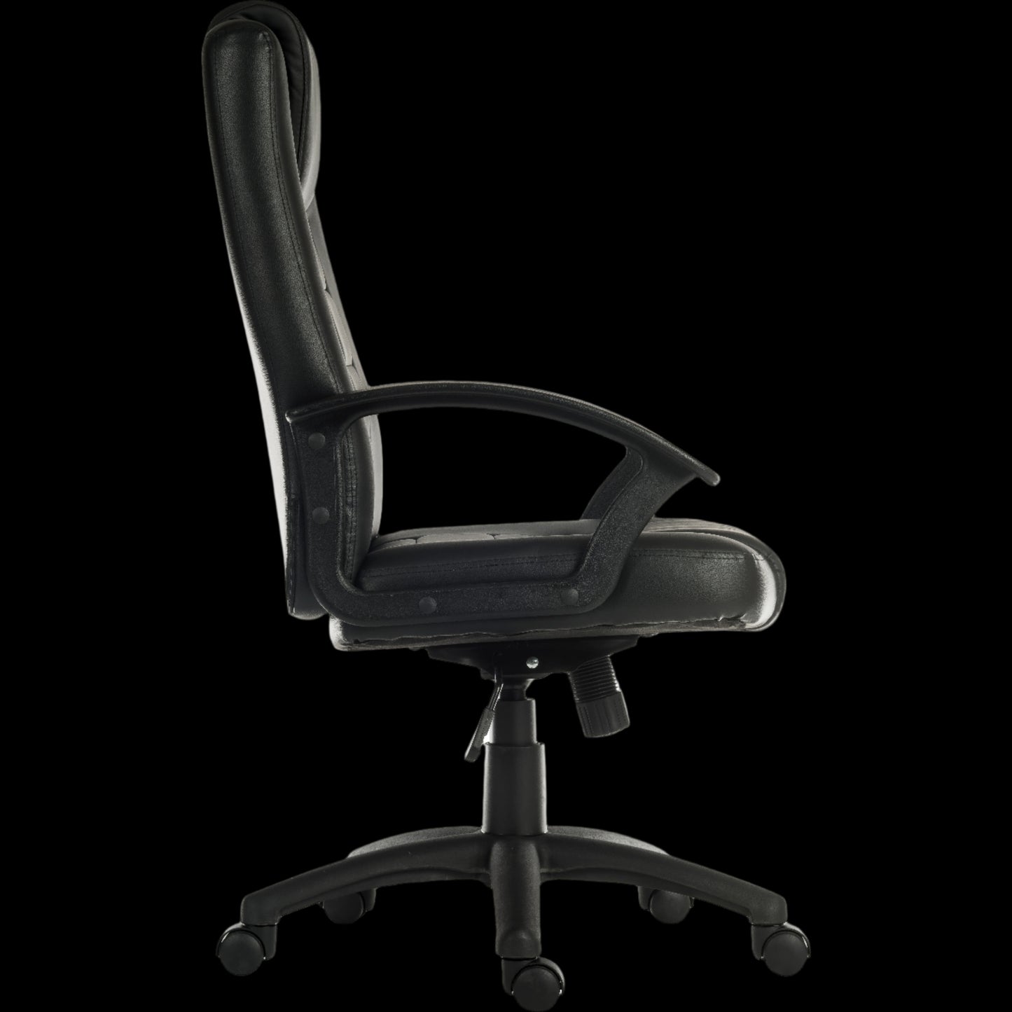 Black office chair on a black background