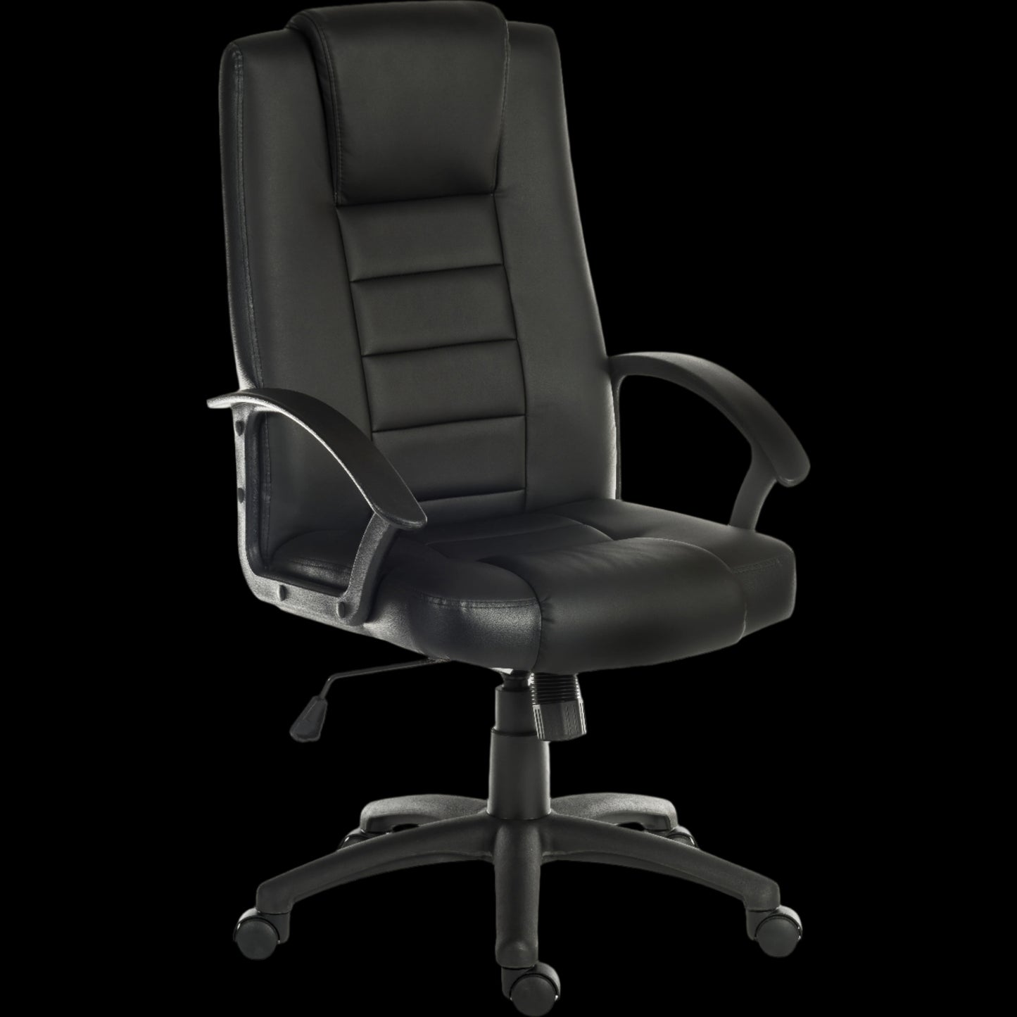 Black office chair on a black background