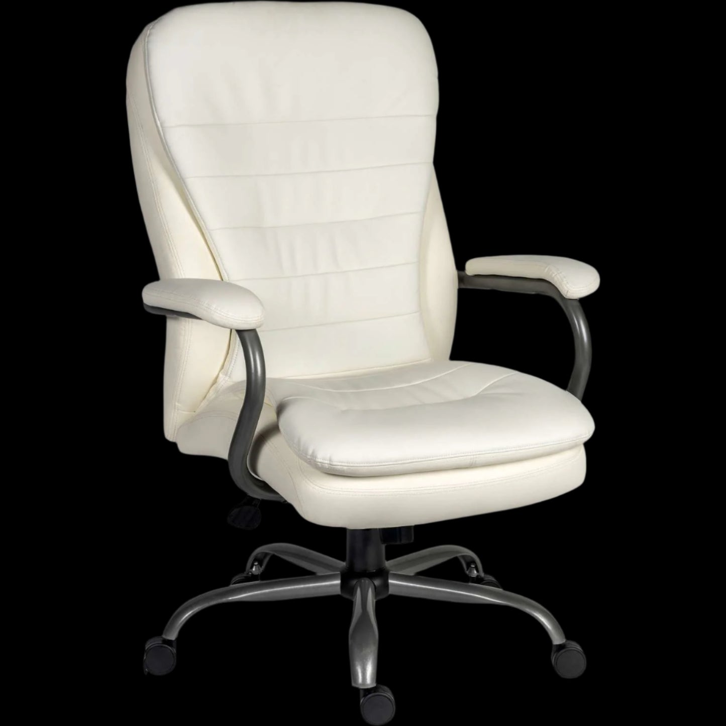 White office chair with a black background