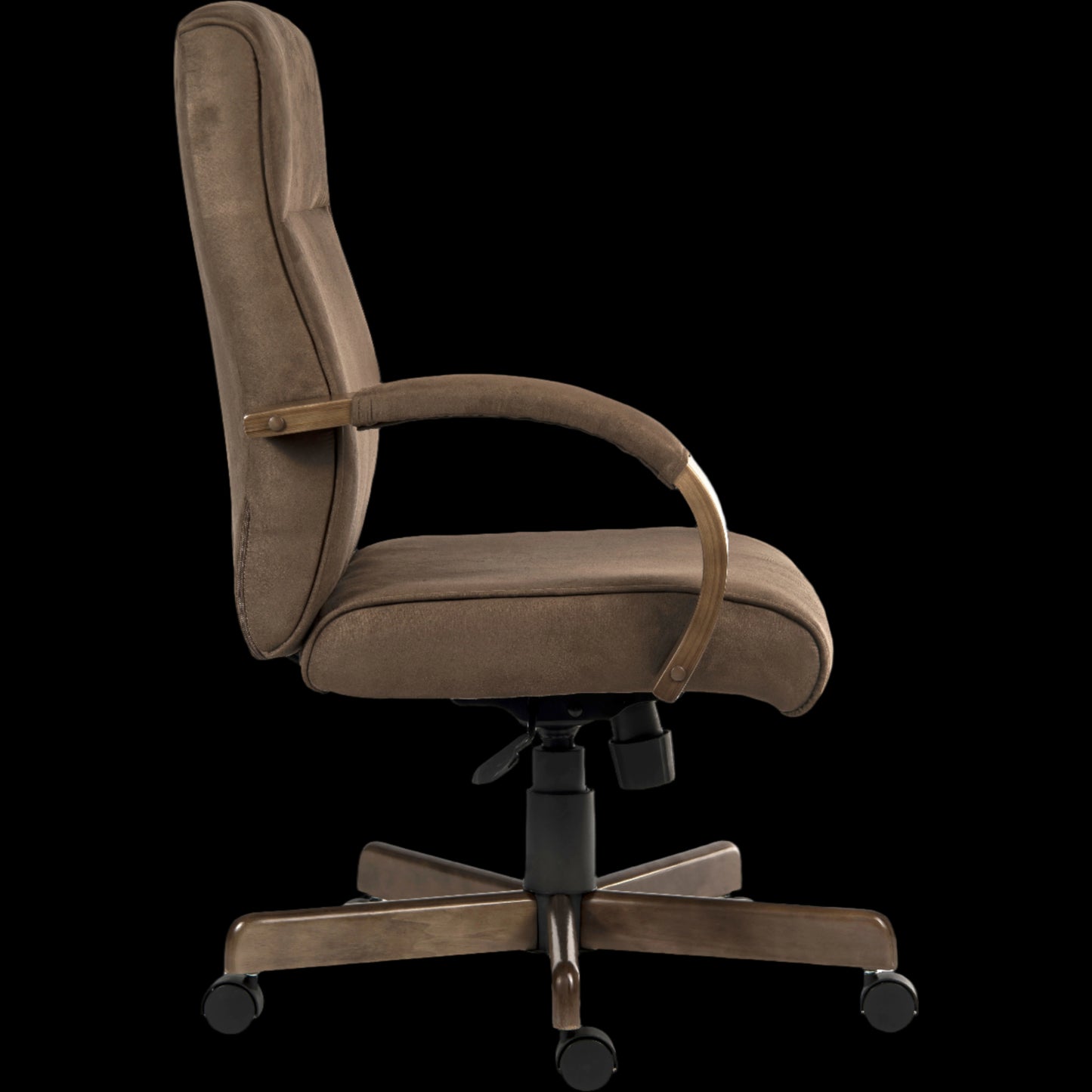Brown office chair on a black background