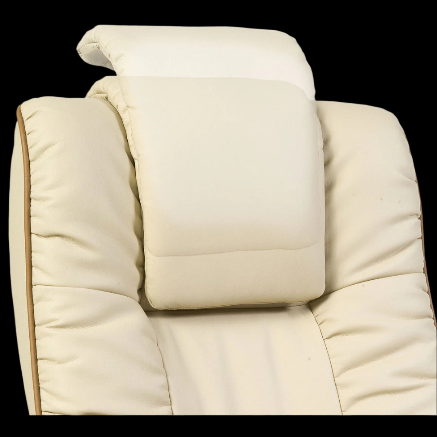 Beige recliner chair with a pillow on a black background