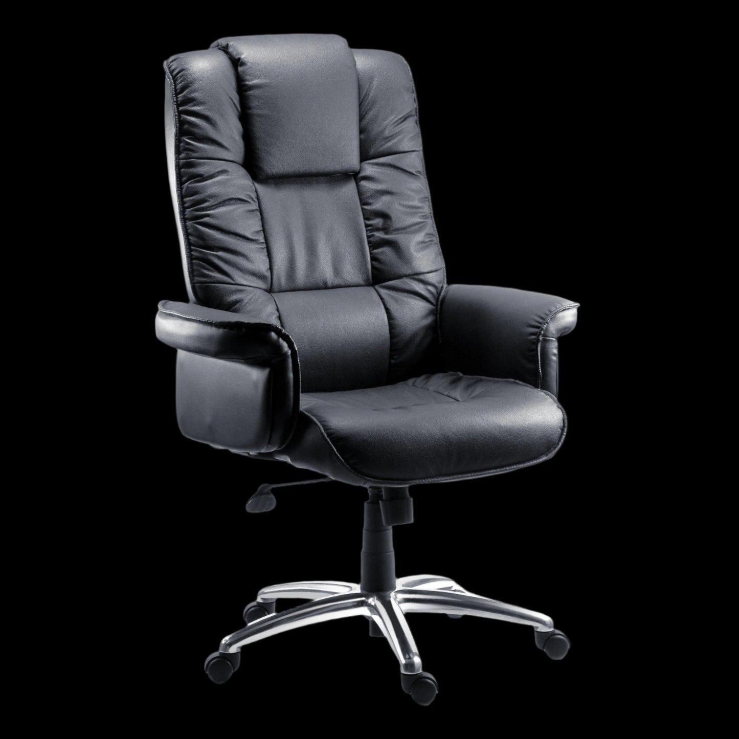 Black office chair with a black background