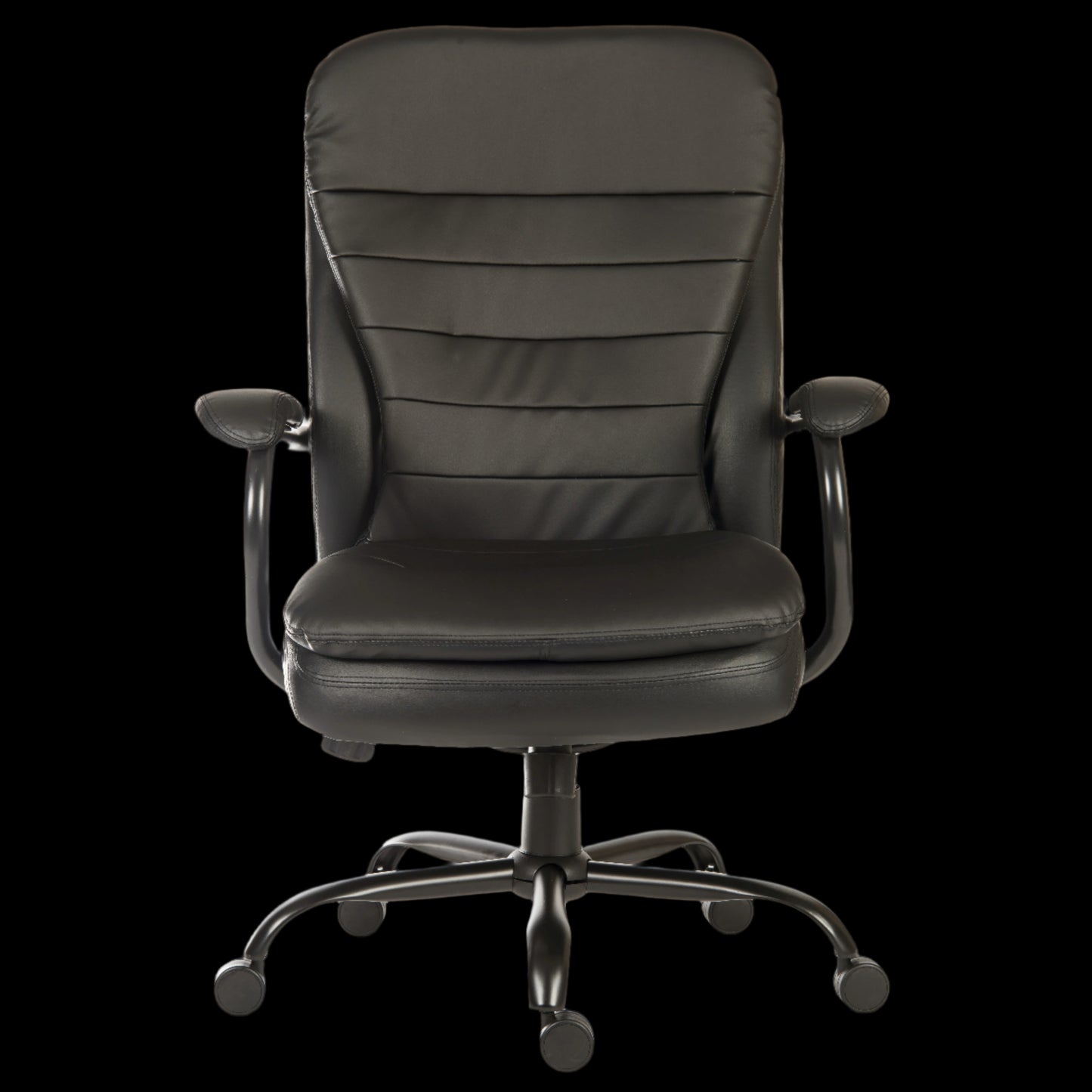 black office chair with a black background