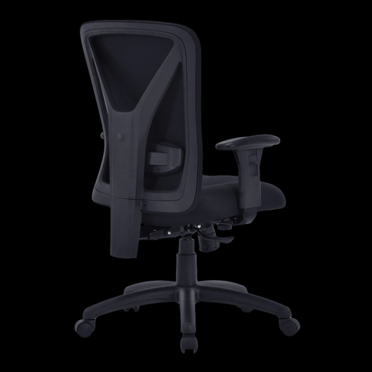 Black office chair on a black background