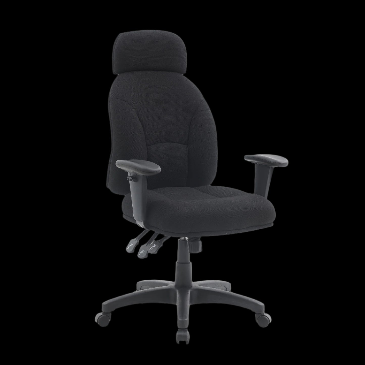Black office chair on a black background
