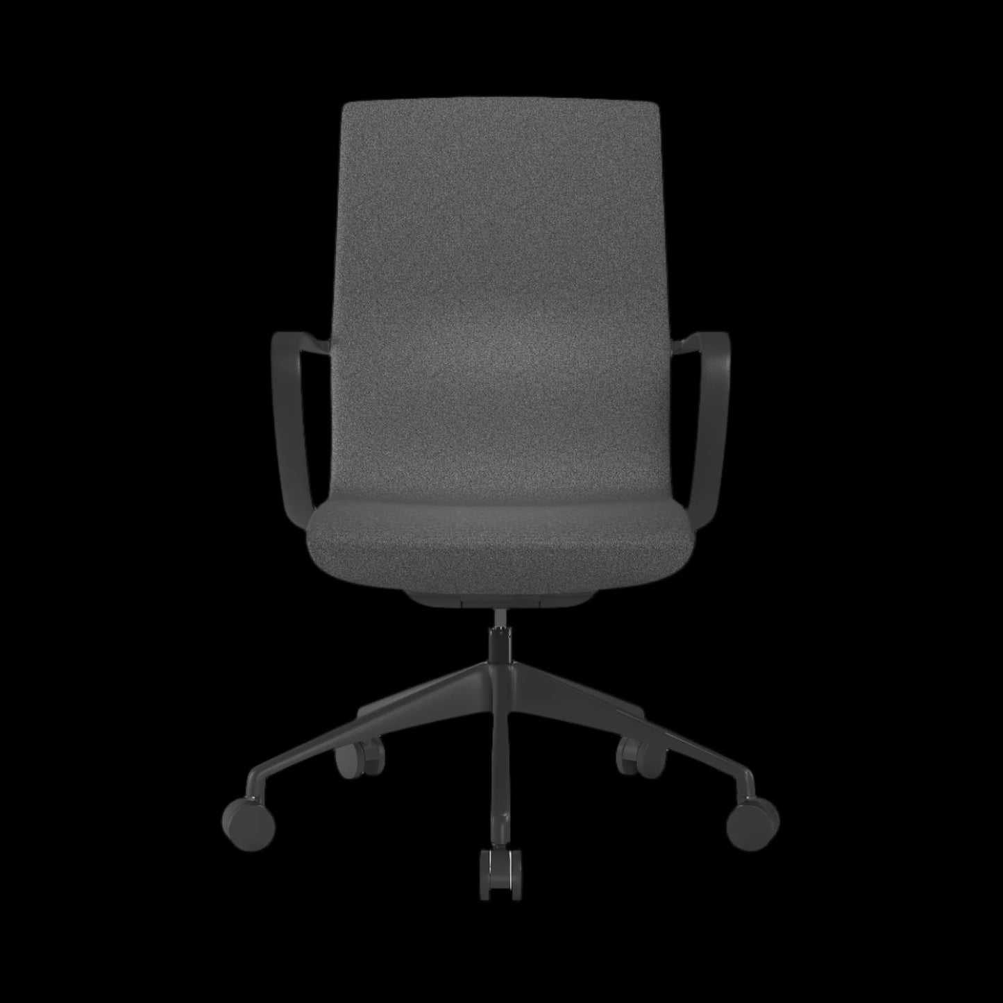 Gray office chair on a black background