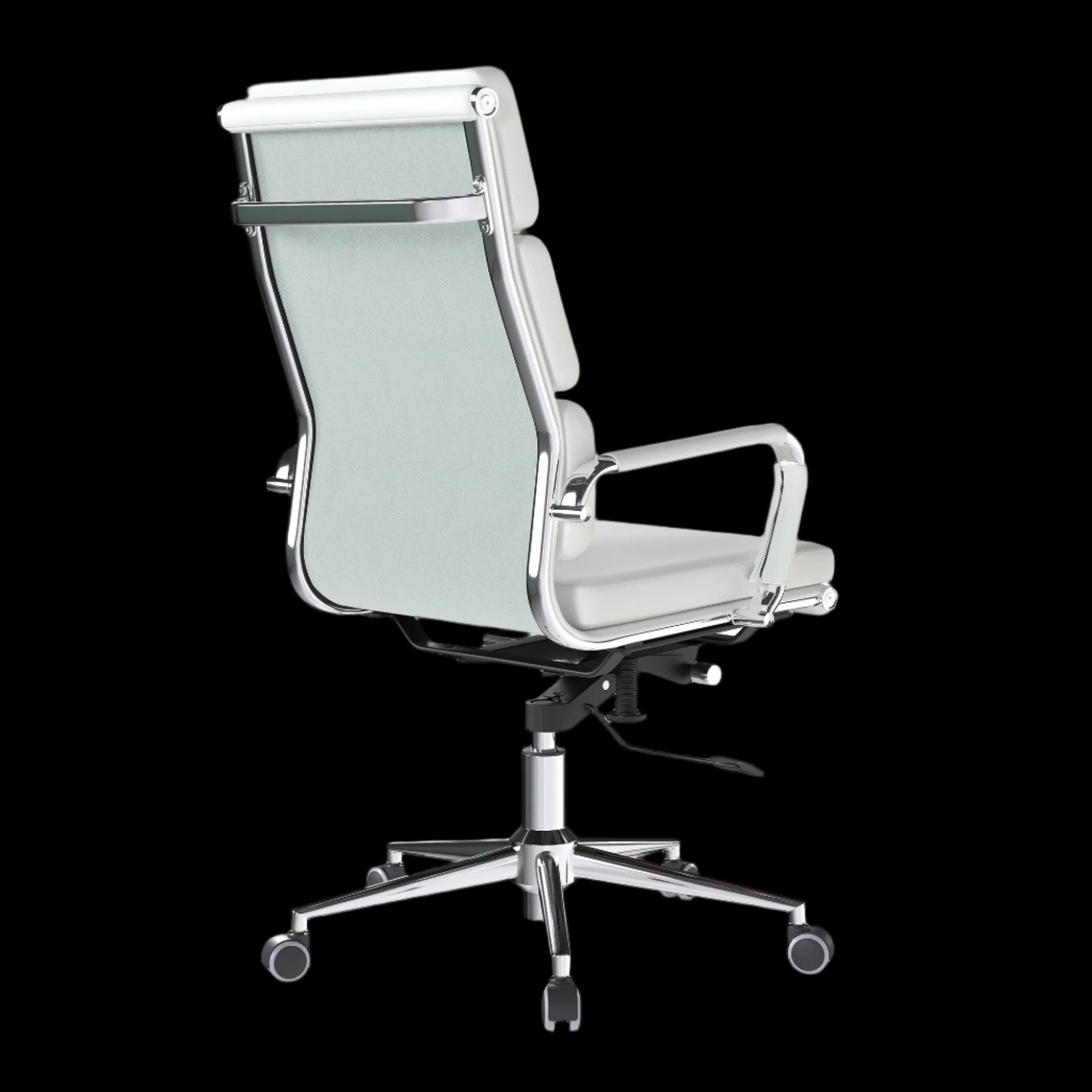 Modern office chair with high backrest on a black background