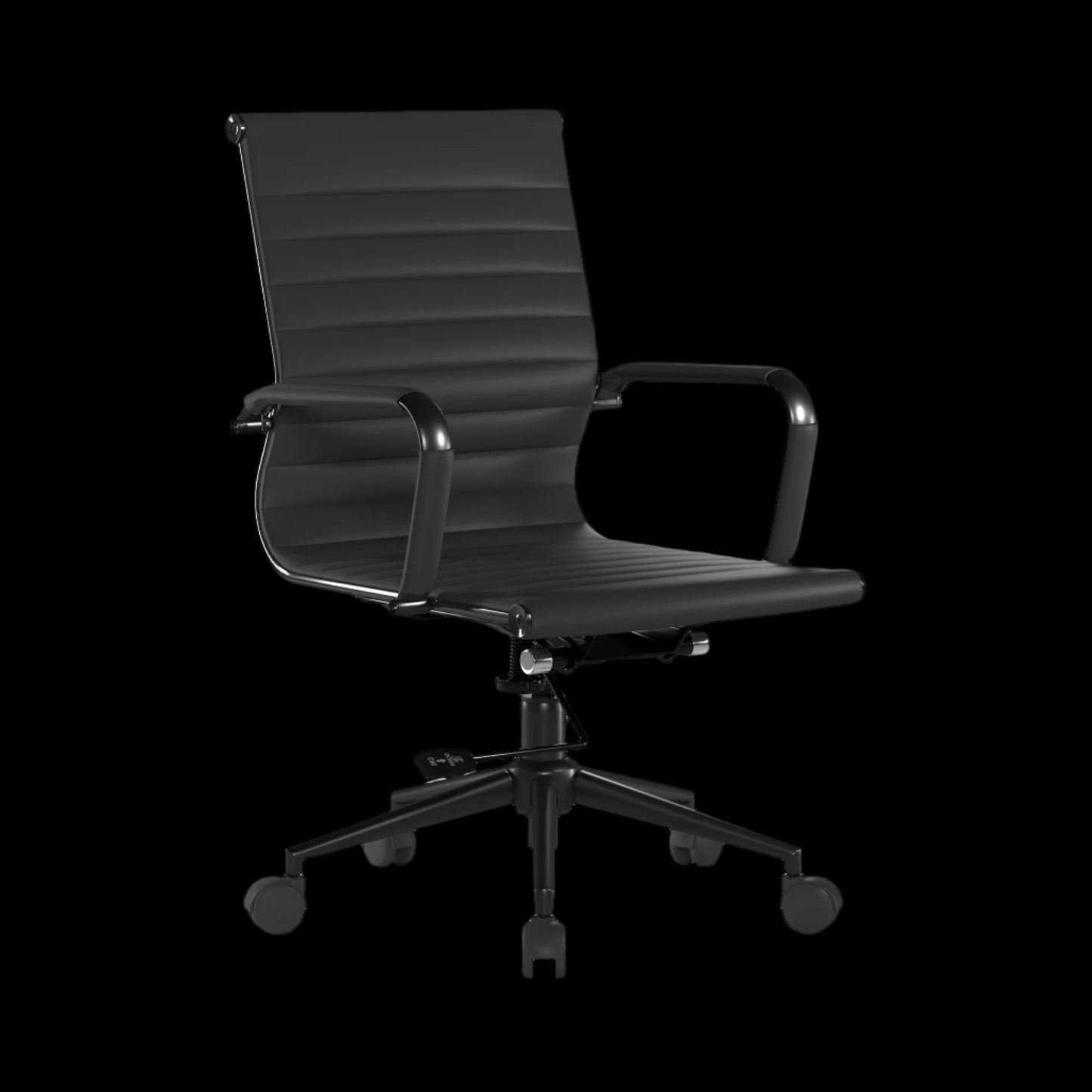 Black office chair on a black background