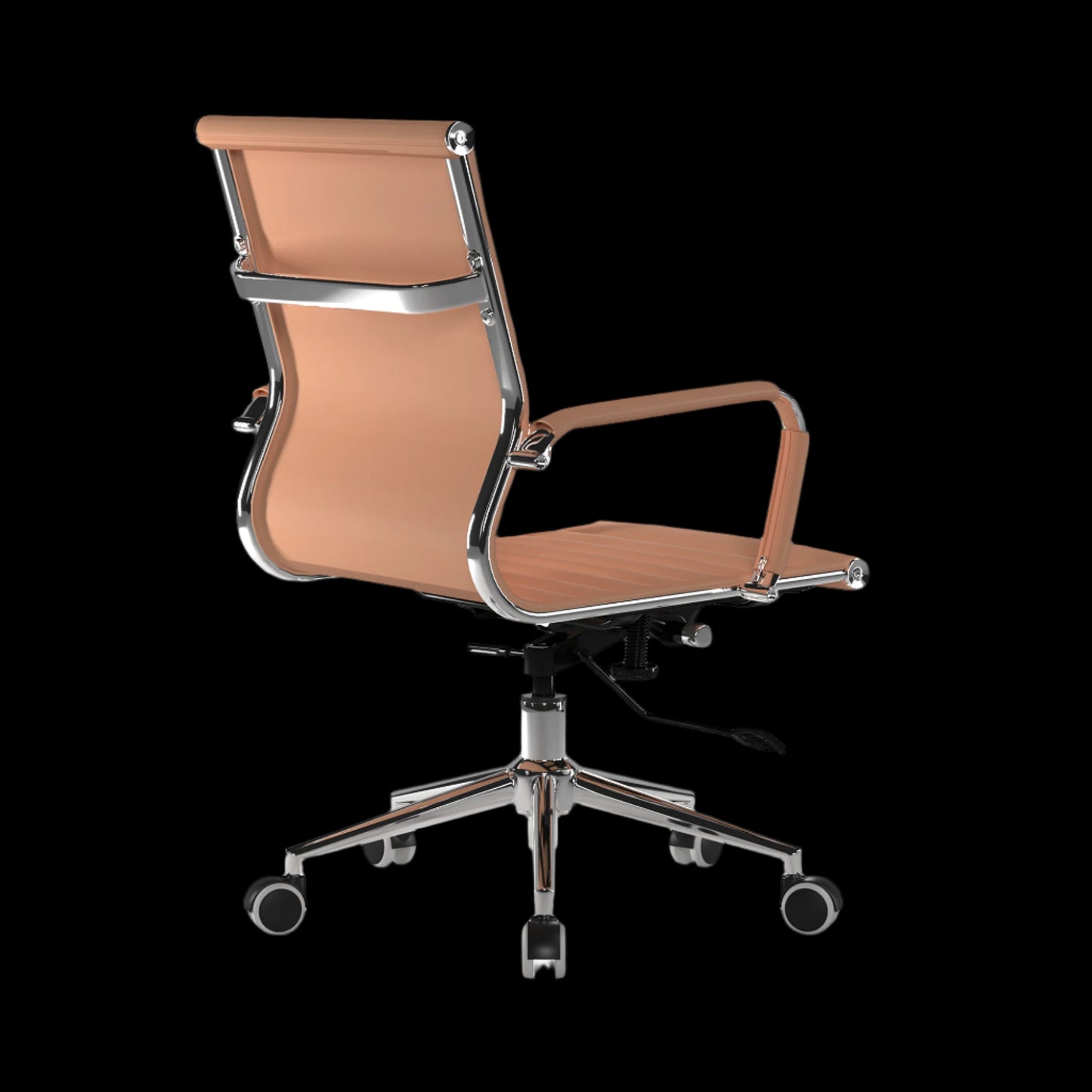 Beige office chair with a black background