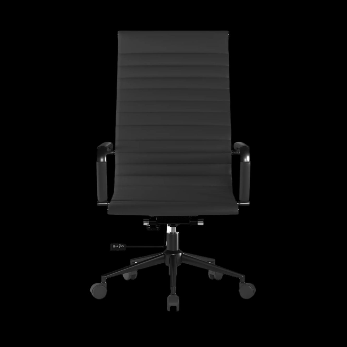 Black office chair on a black background