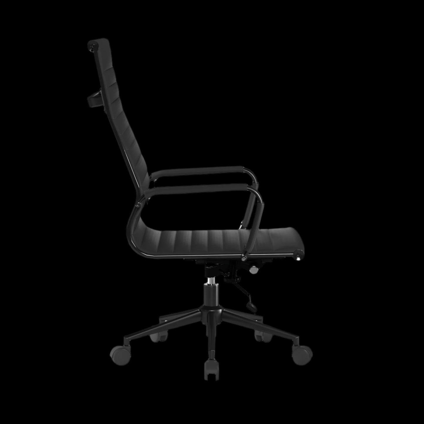 Black office chair on a black background