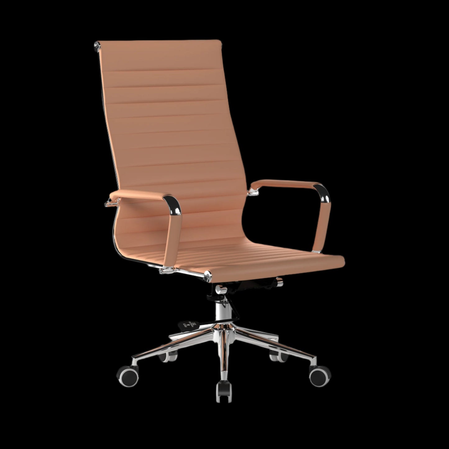 Brown office chair with a black background