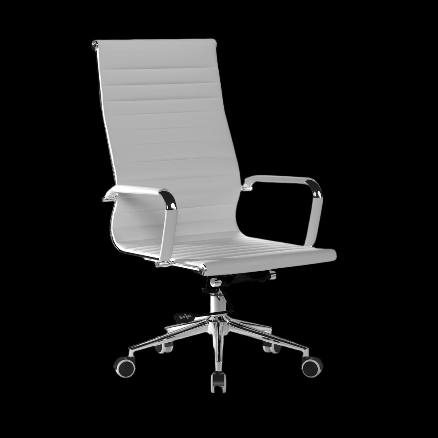 Modern office chair with high backrest on a black background