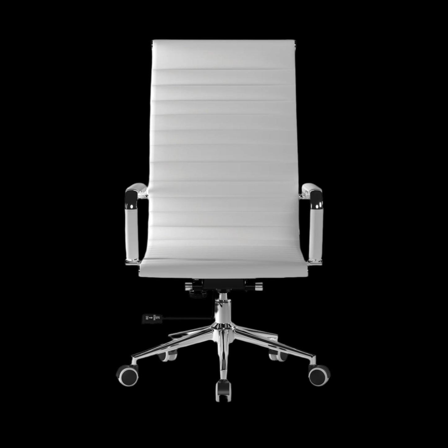 White office chair with a black background