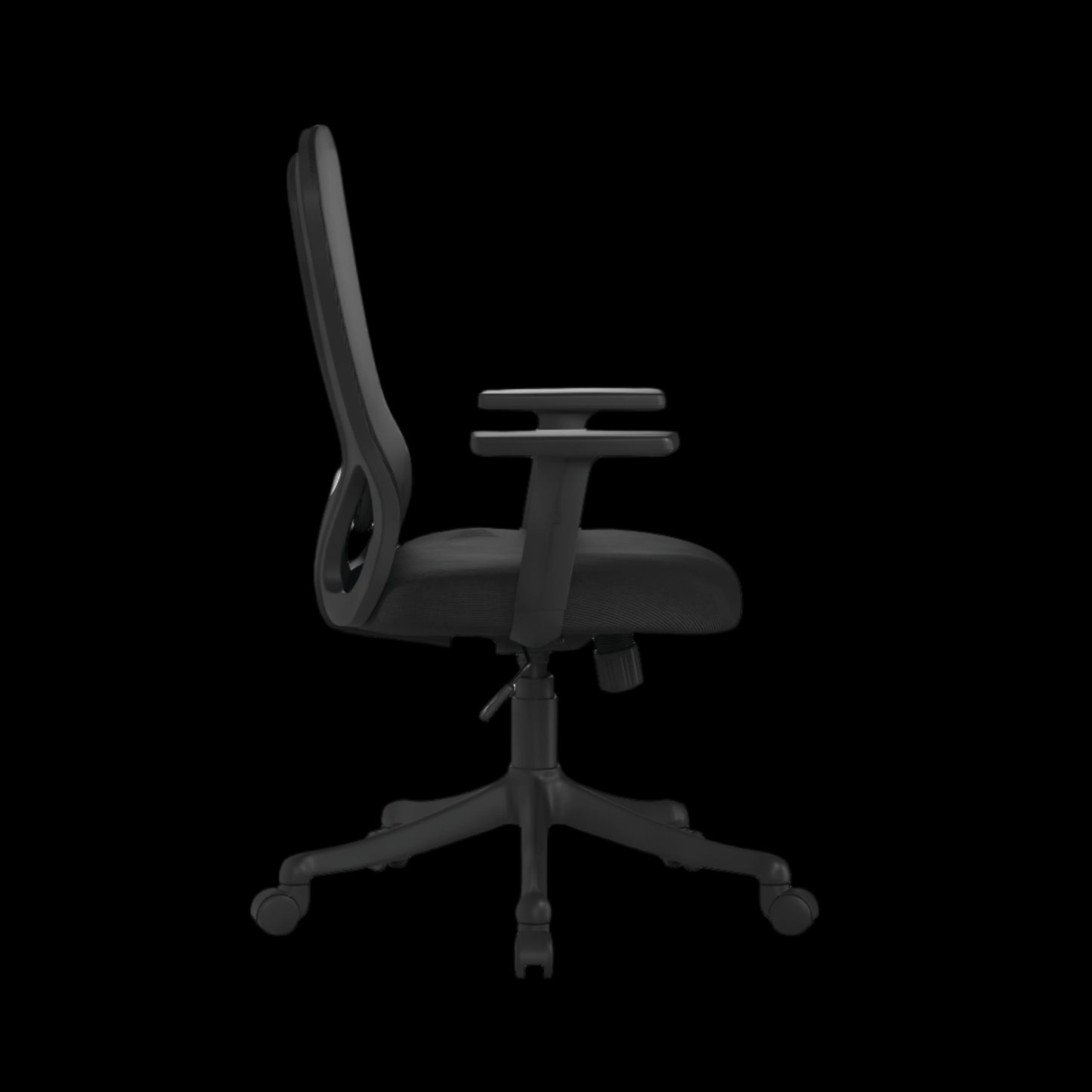 Black office chair on a black background