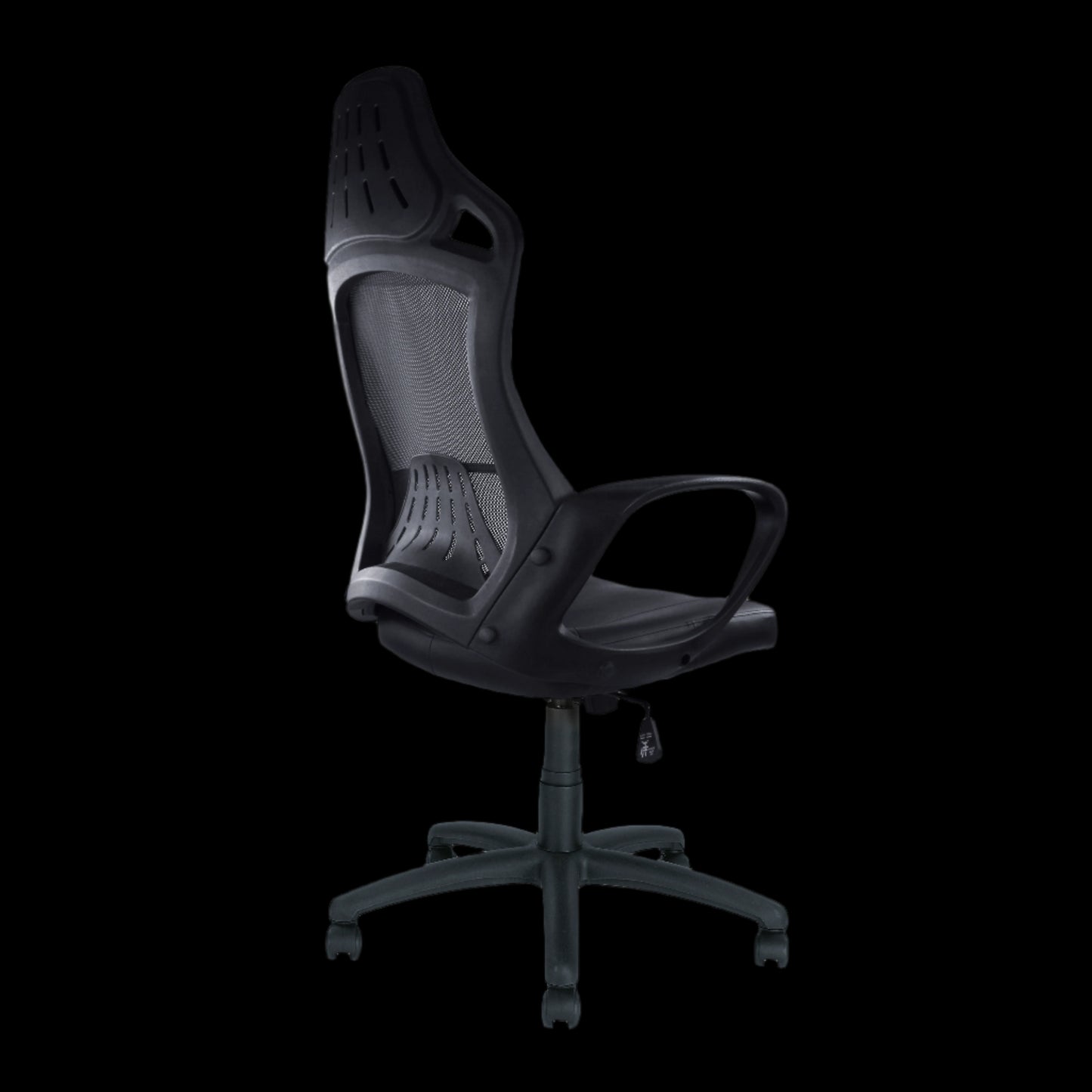 Gray office chair on a black background