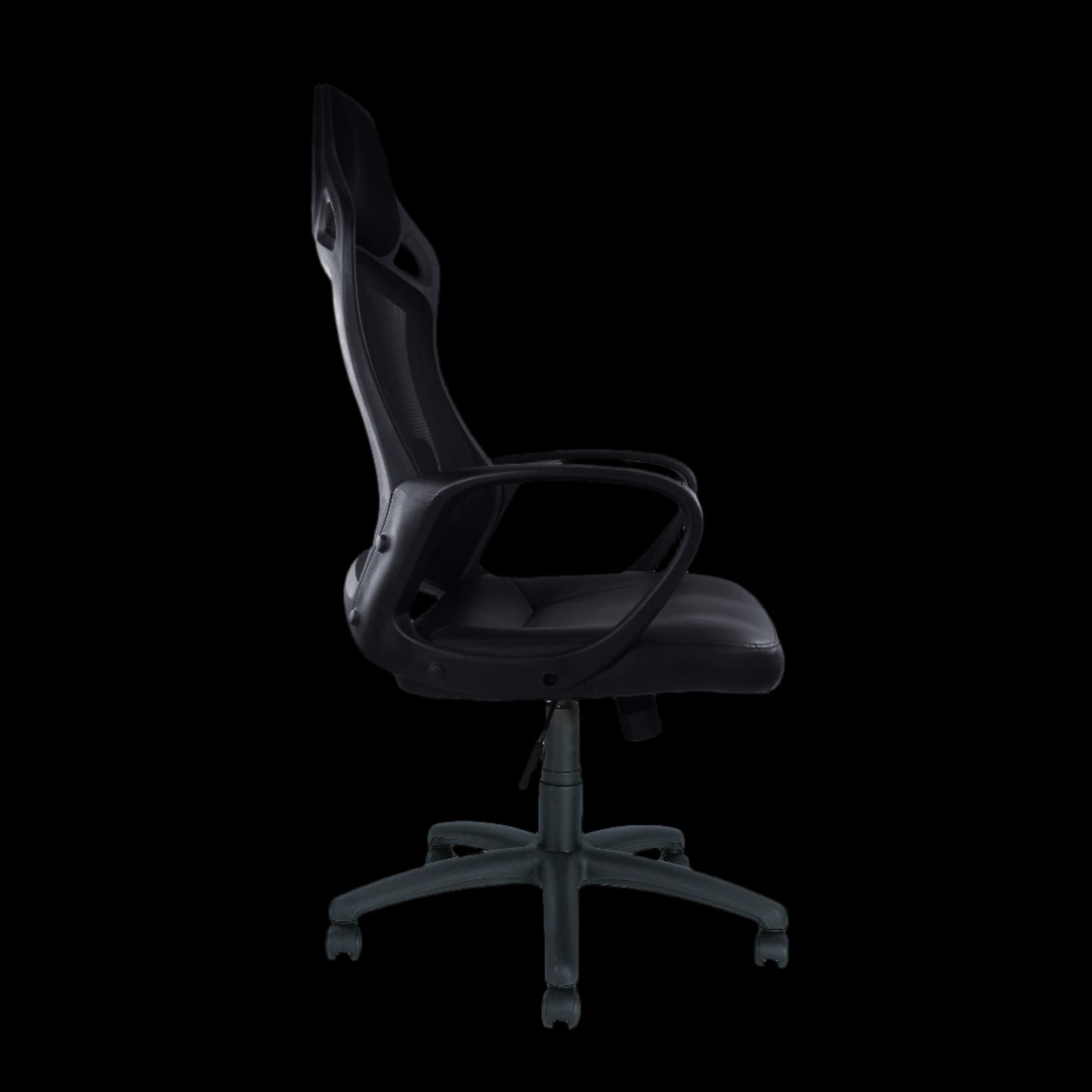Black office chair on a black background