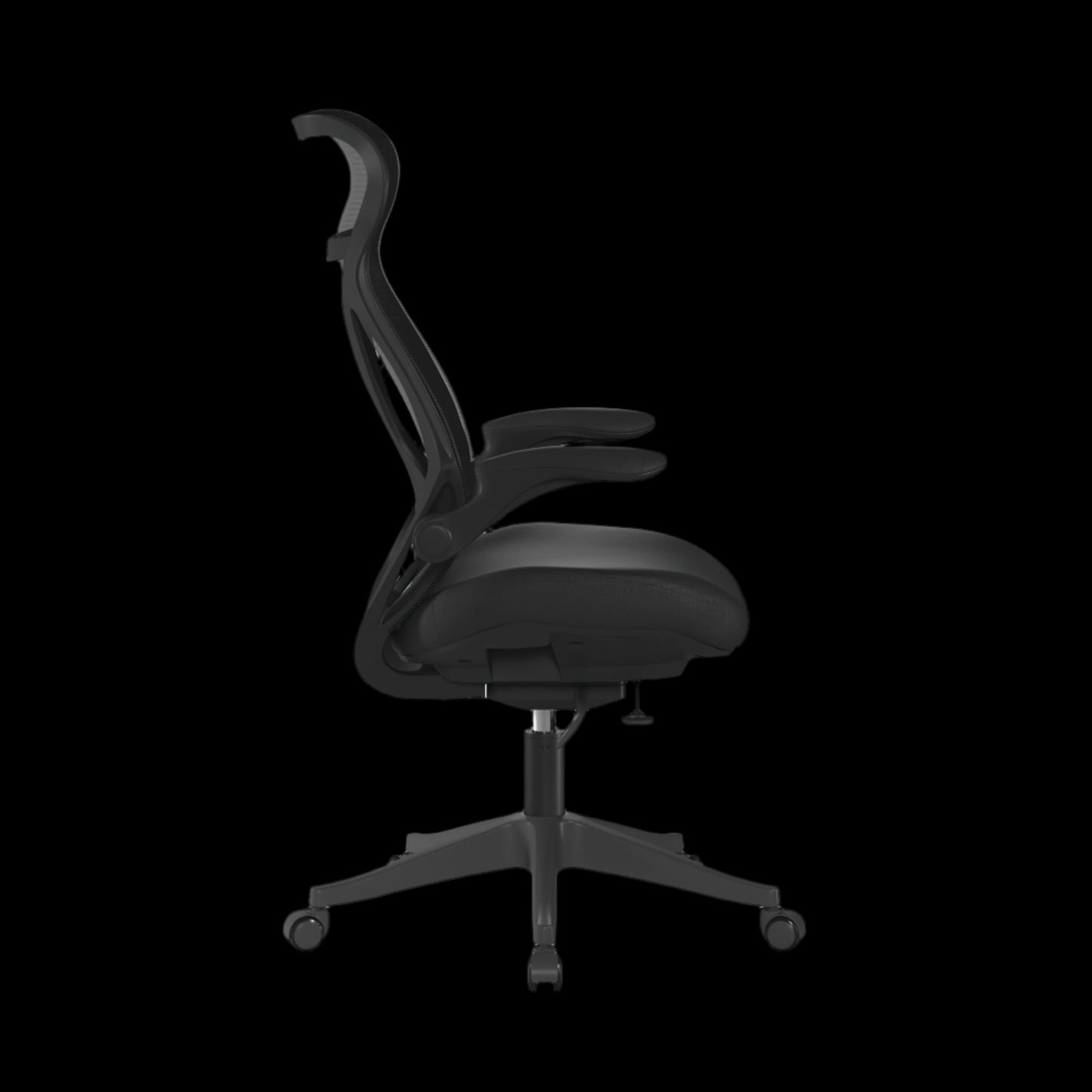 Black office chair on a black background