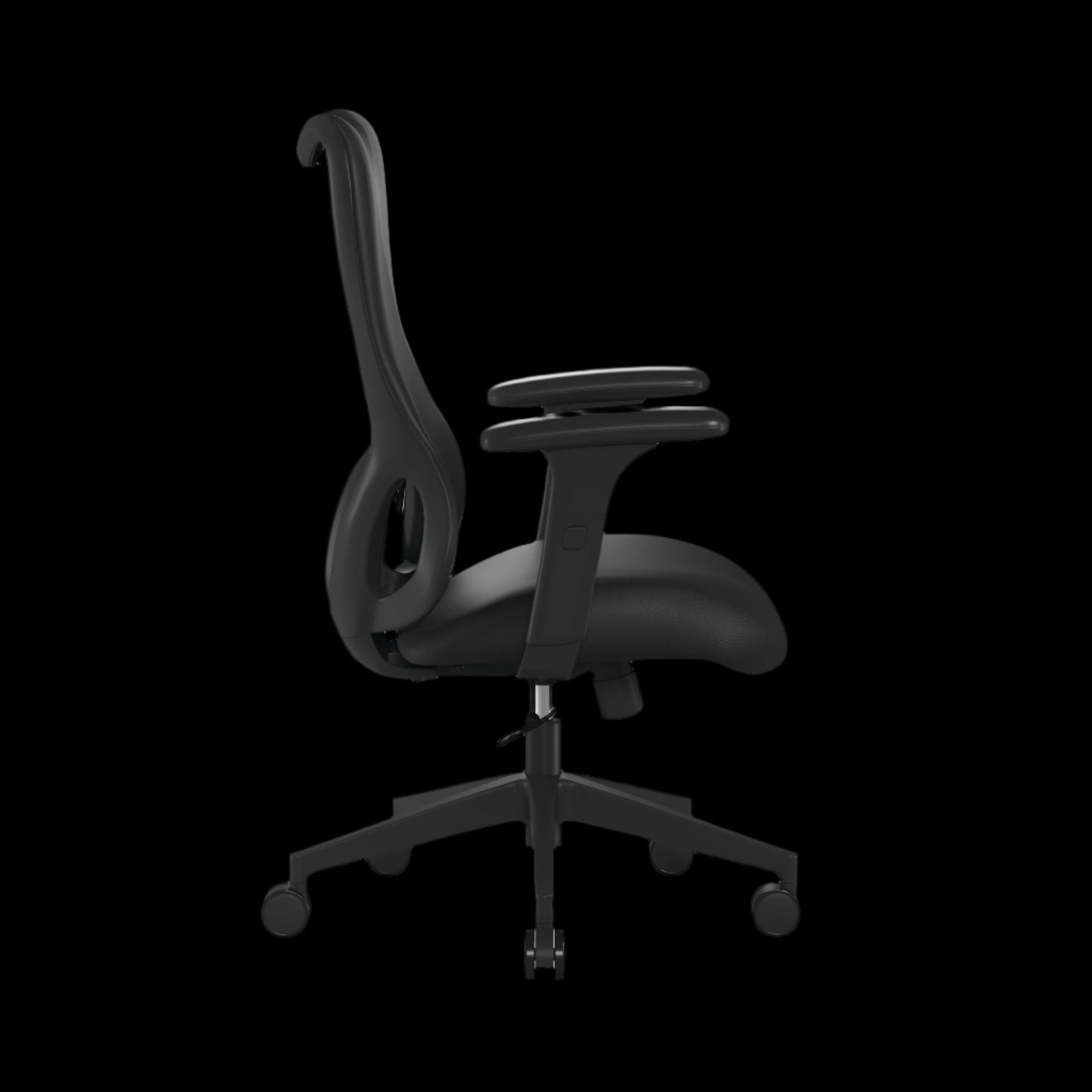 Black office chair on a black background
