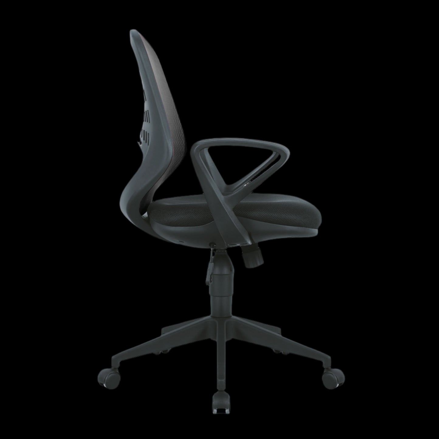 Gray office chair on a black background
