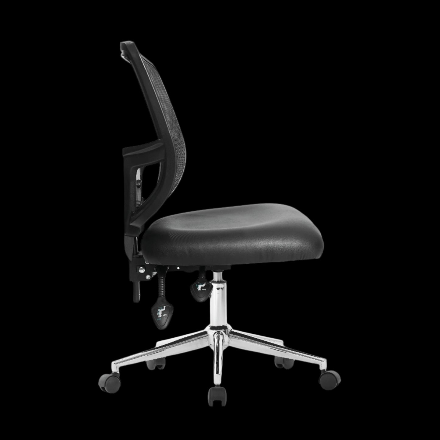 Black office chair with a black background