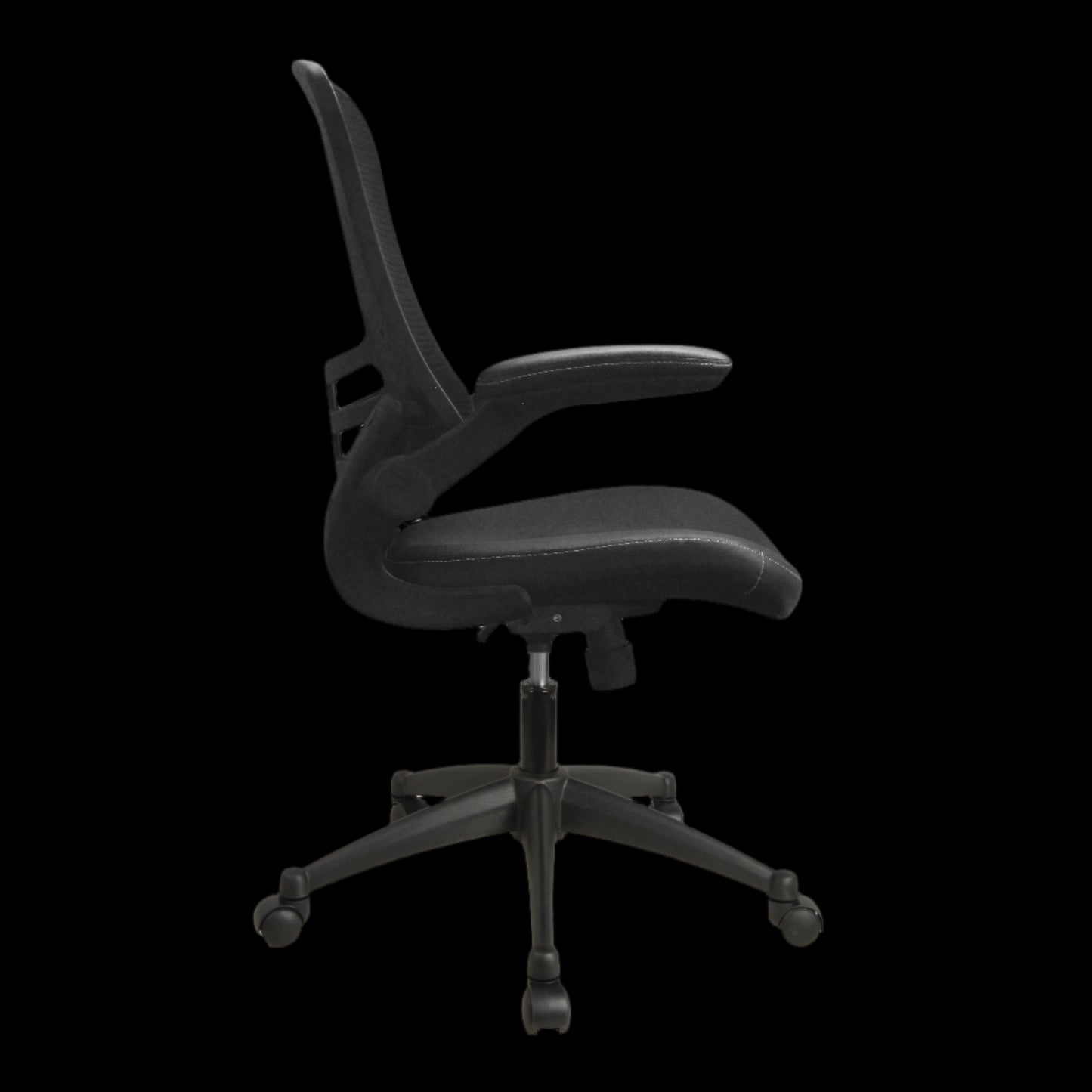 Black office chair on a black background