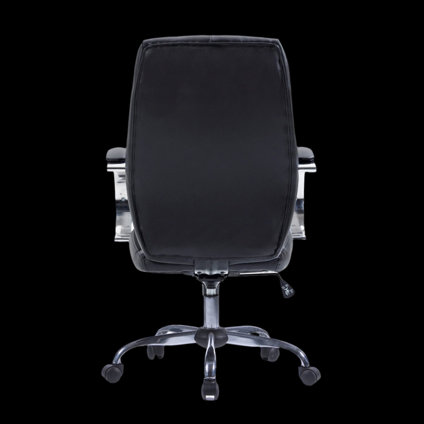 Black office chair with a black background