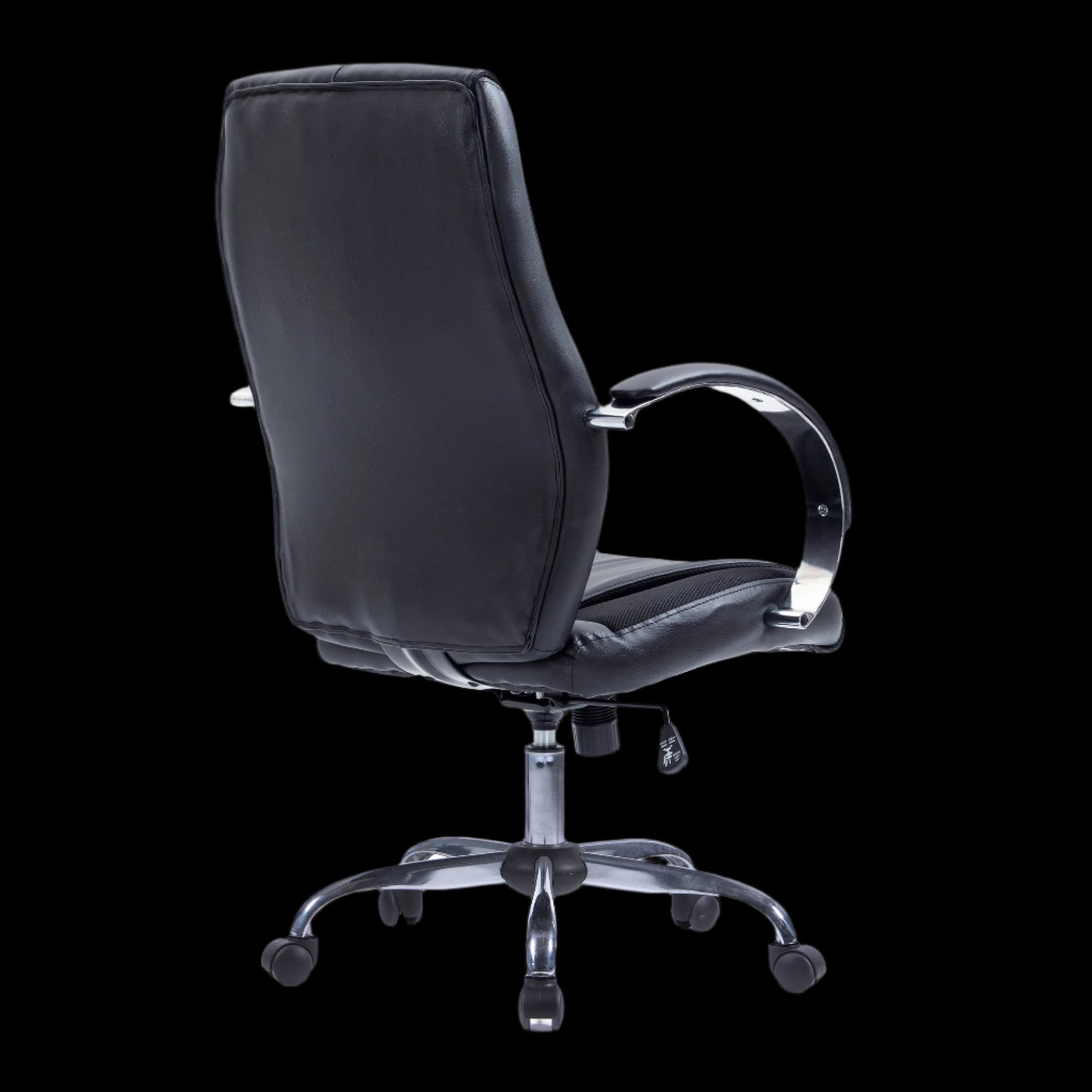 Black office chair with a black background