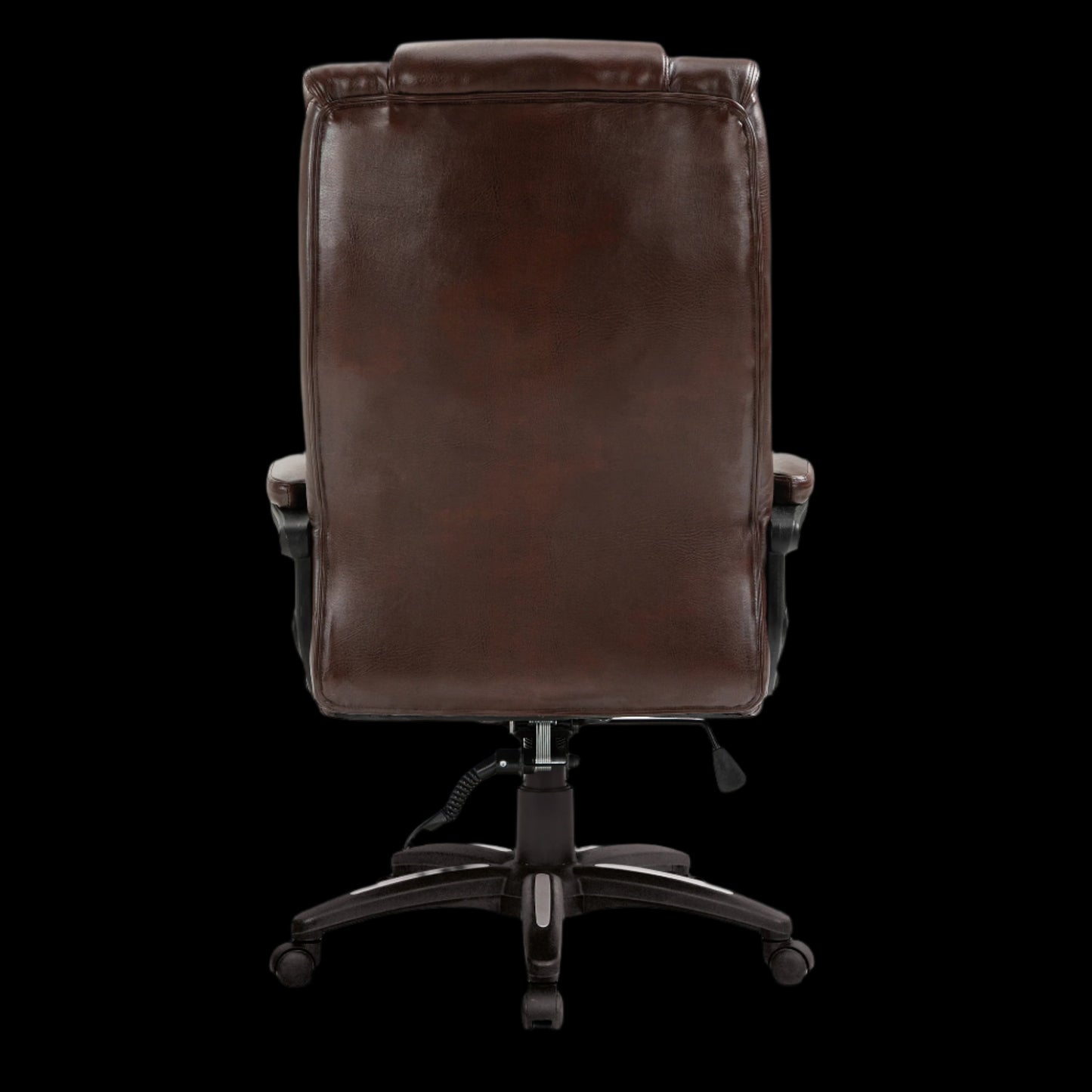 Brown leather office chair on a black background