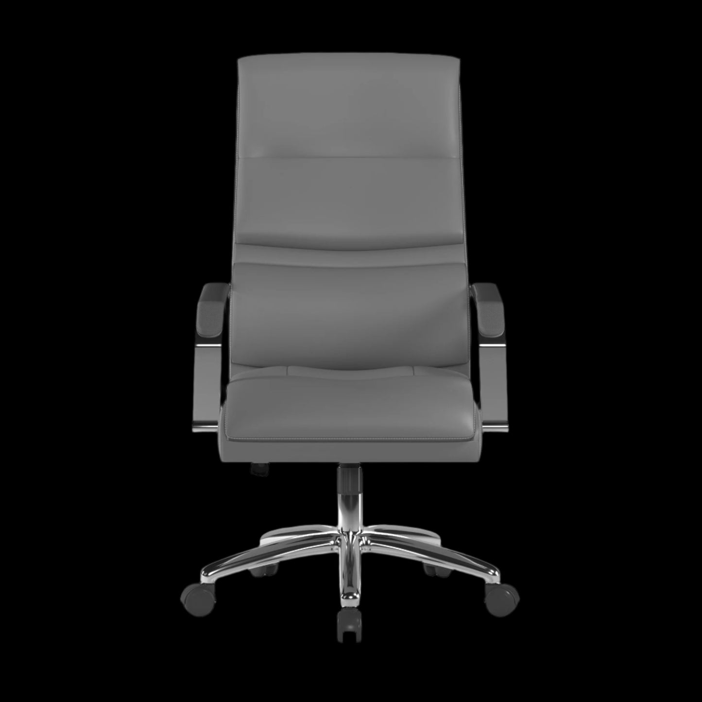 Gray office chair with a black background
