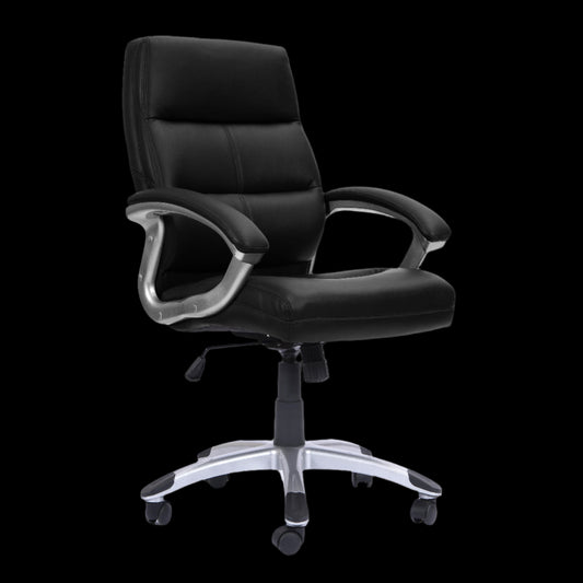 Black office chair with a black background