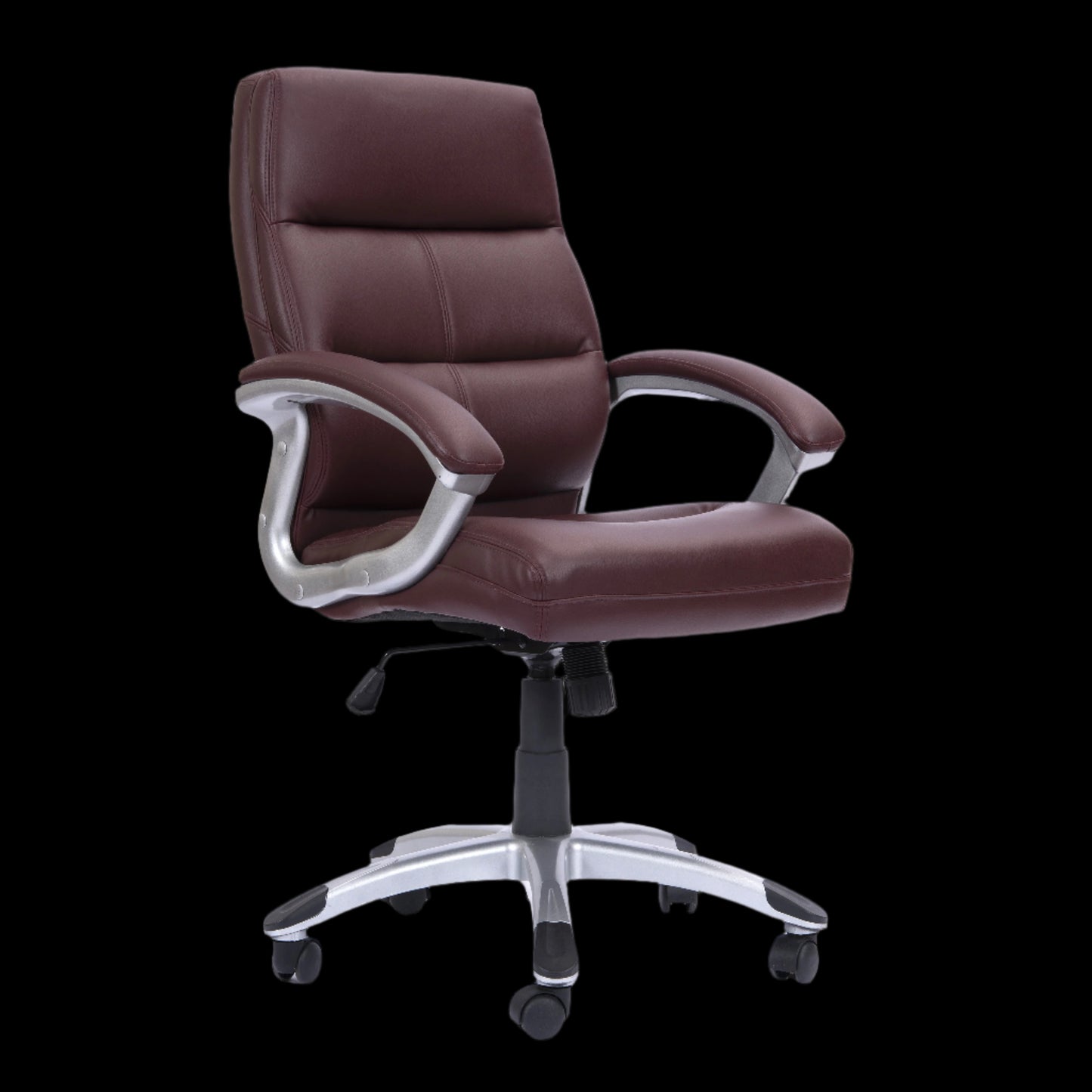 Brown office chair with a black background