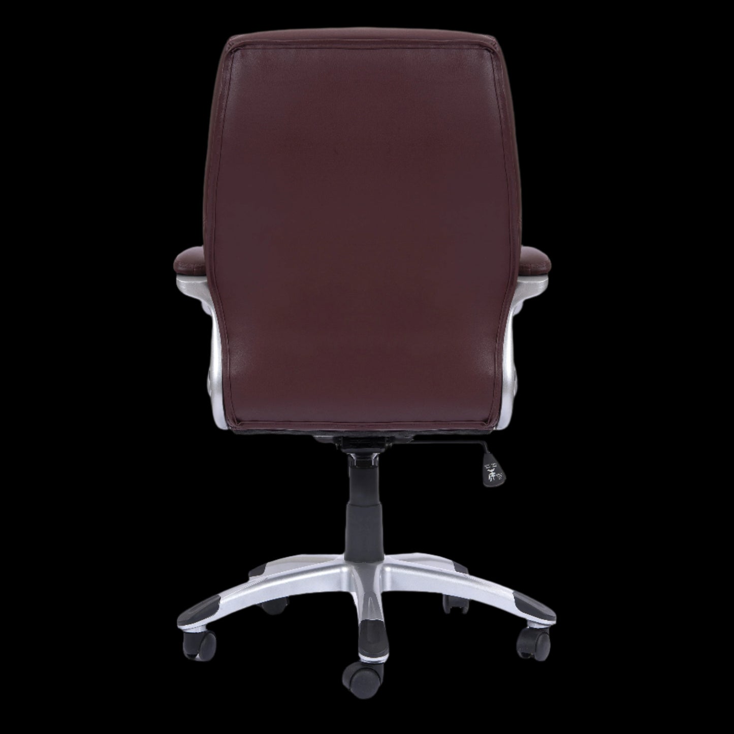 Brown office chair with a black background