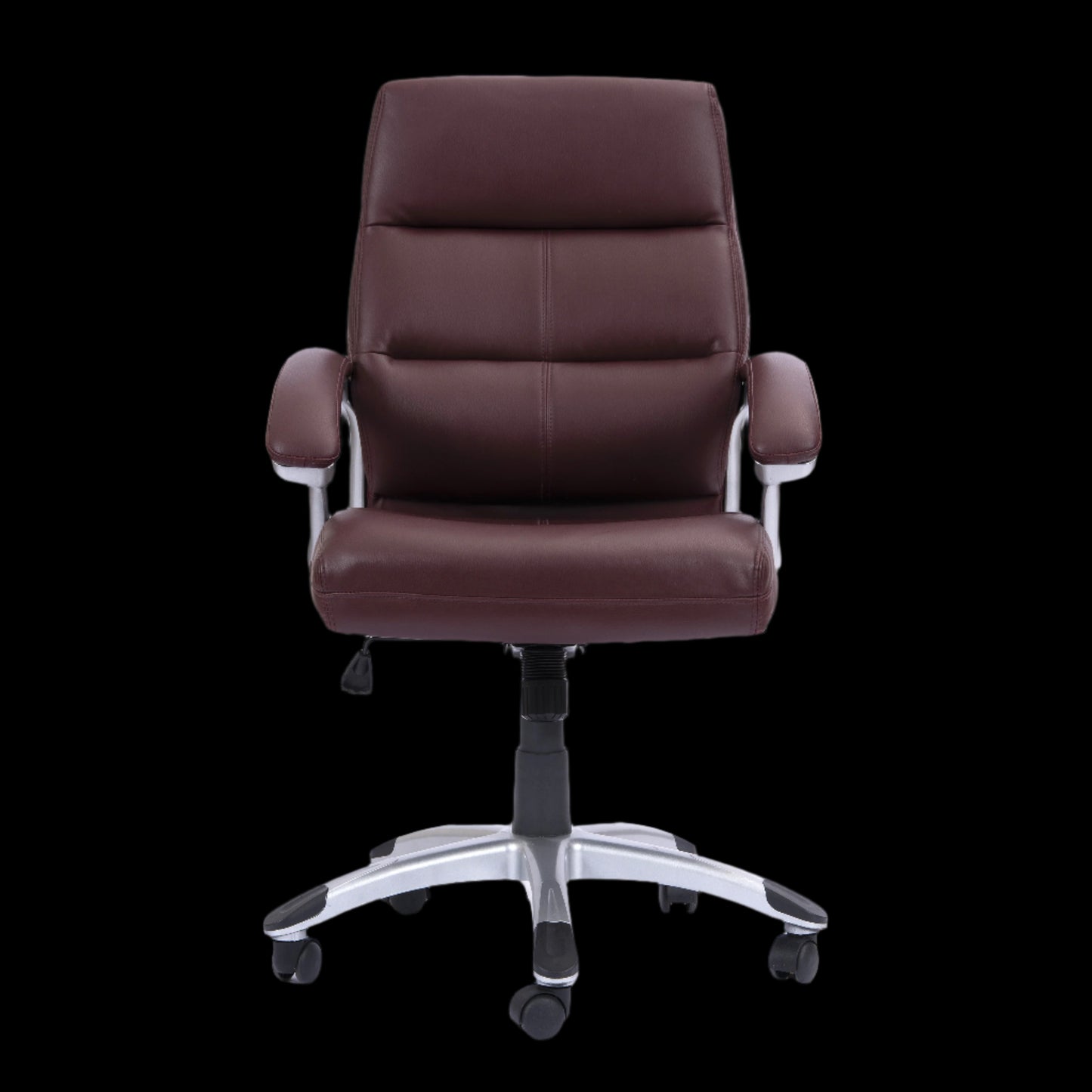 Brown office chair with a black background